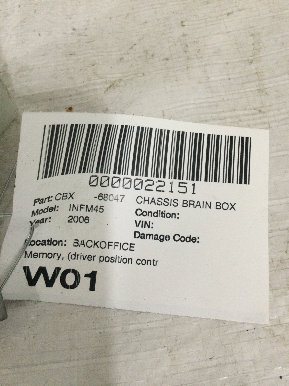 2006 Infiniti M45 Seat Control Module 98800 EH100 OEM
