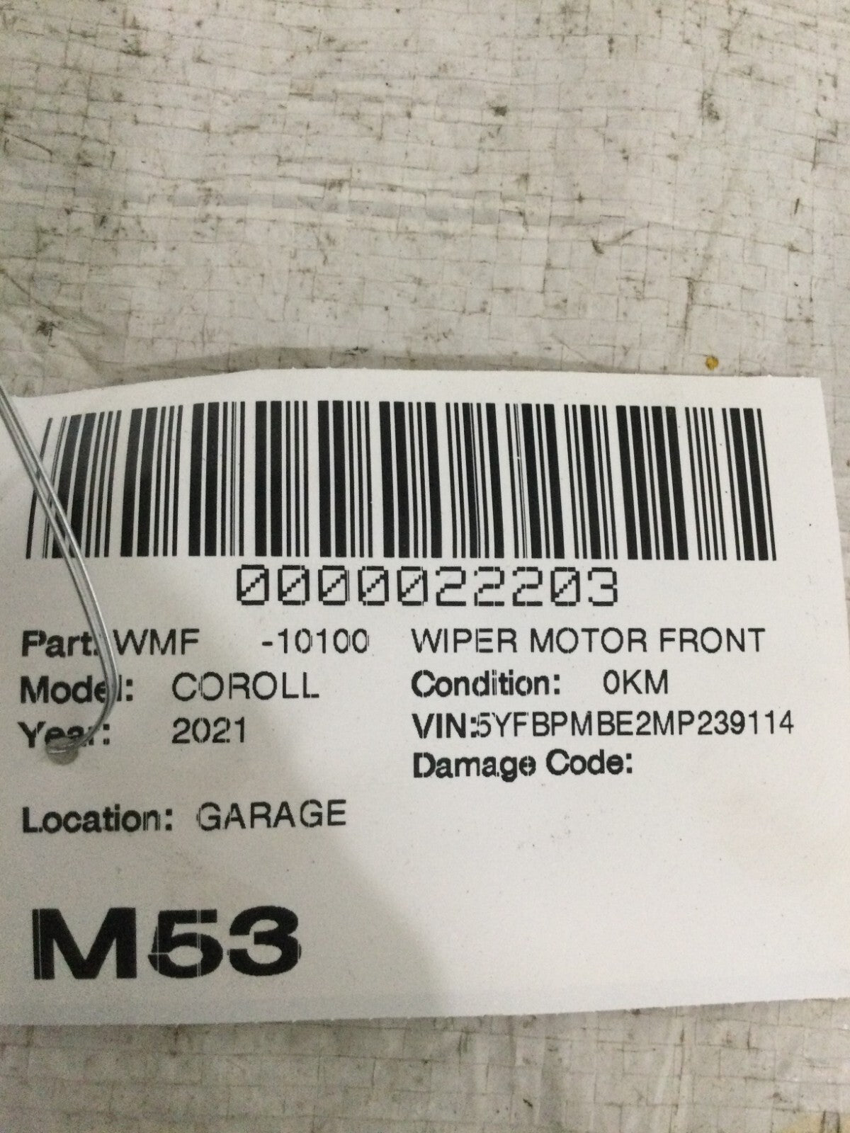 2021 Toyota Corolla Front Wiper Motor OEM