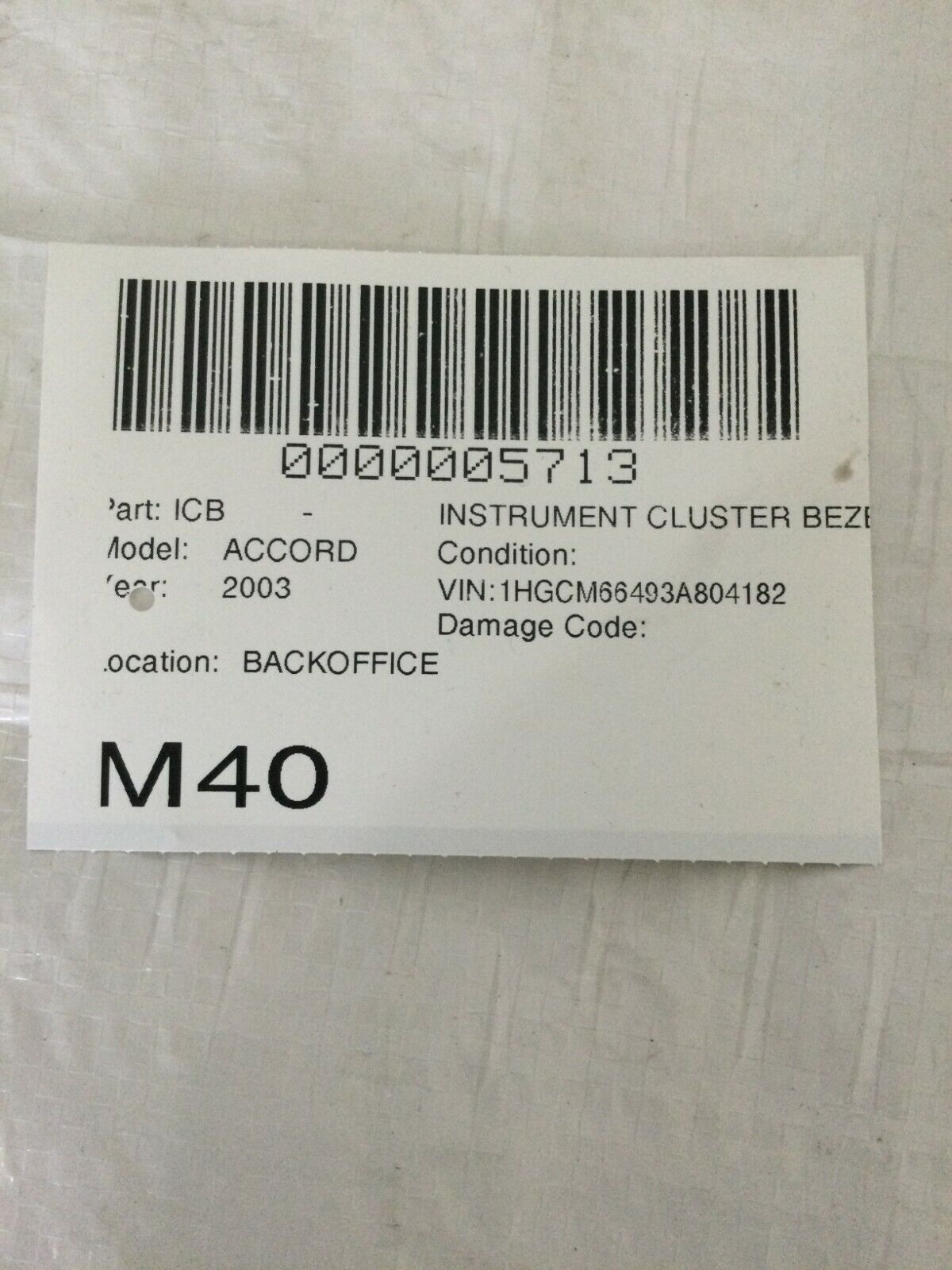 2003-2007 Honda Accord Instrument Gauge Cluster Trim 77202-SDAA-A010  OEM