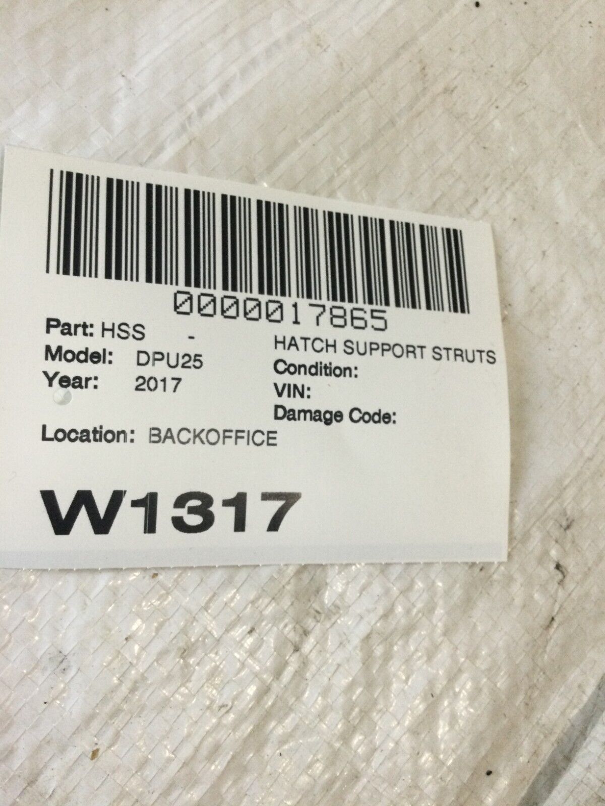 2017 Dodge Ram 2500 Hatch Support Strut  OEM