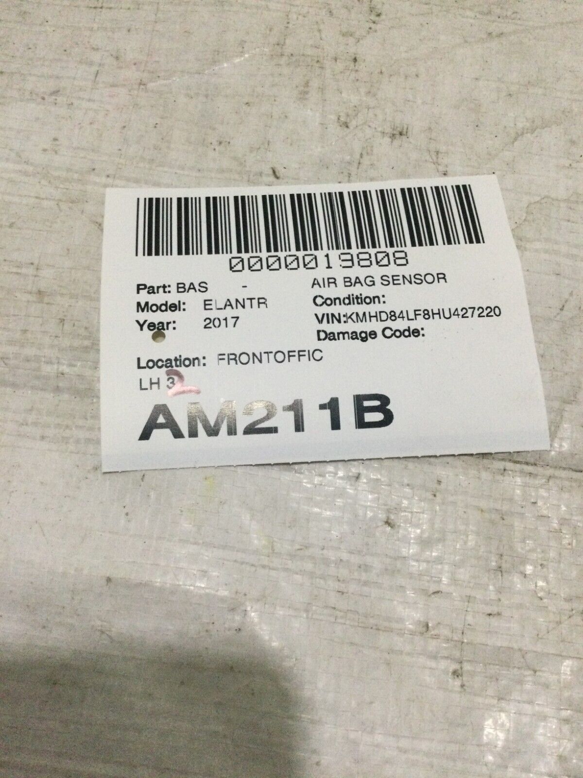 2017-2019 Hyundai Elantra Left Crash Impact Sensor 95920-F2000 OEM