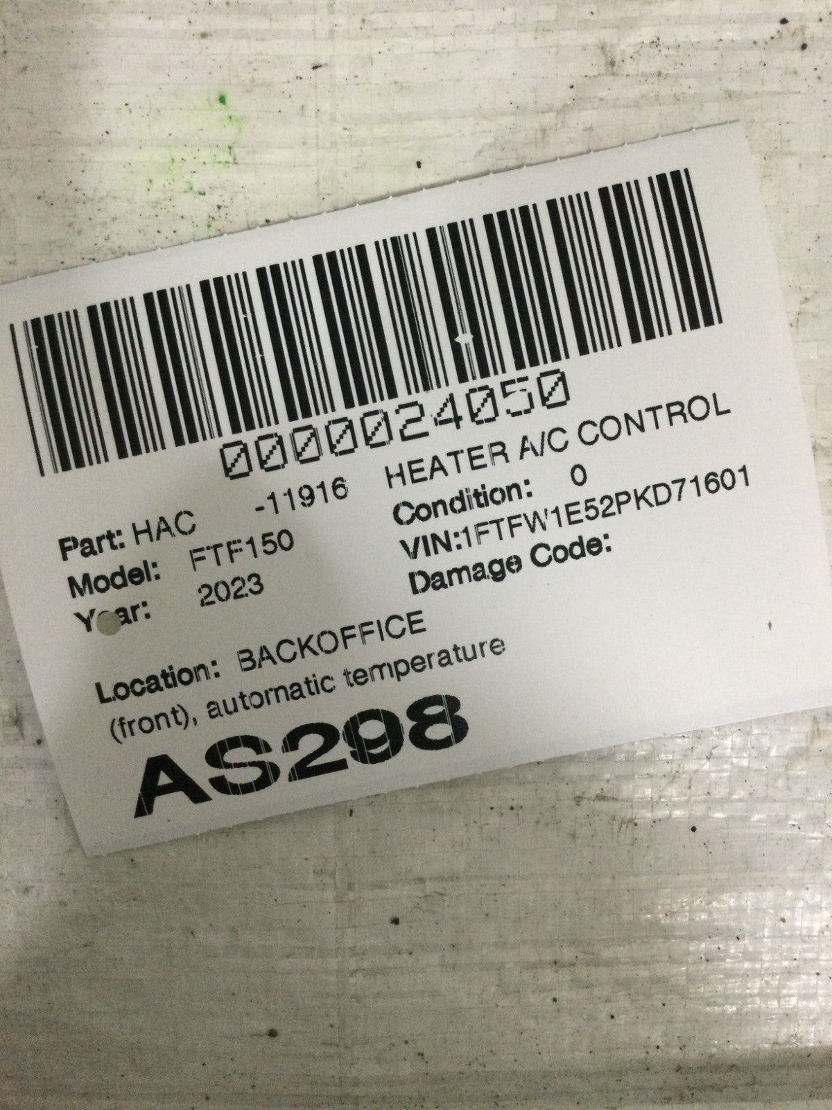 2023 Ford F-150 5.0L Heater and Air Conditioning Control OEM NL3T-18C612-RB