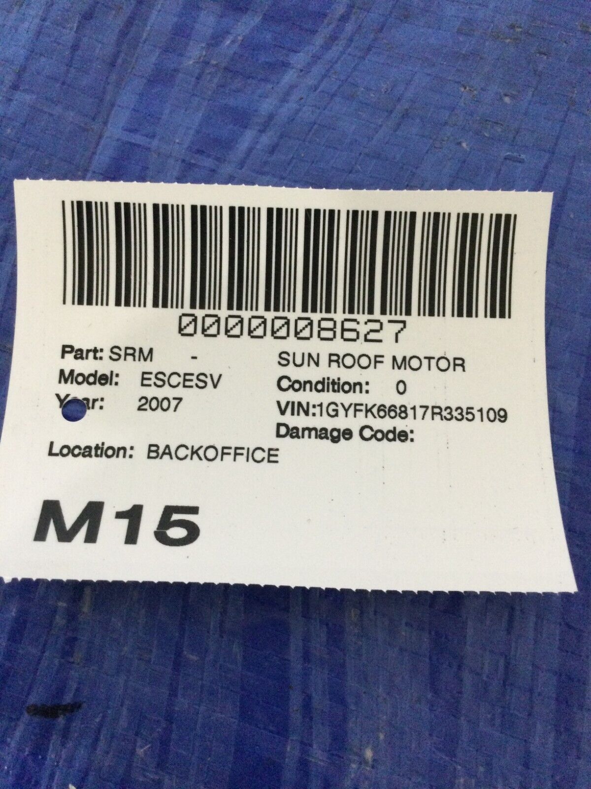 2007 Cadillac Escalade Sun Roof  Motor OEM