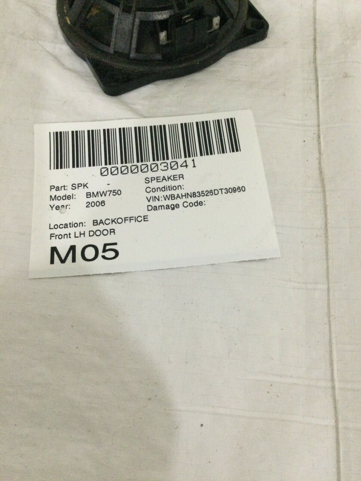 2006 BMW 750LI Front Left Door Speaker OEM LH
