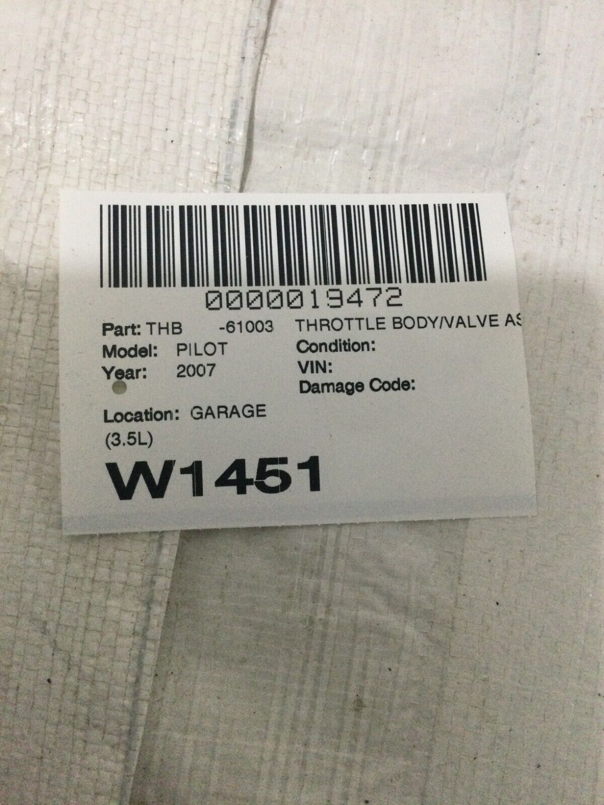 2007 Honda Pilot Throttle Body  GMA3A_U10896395841 OEM