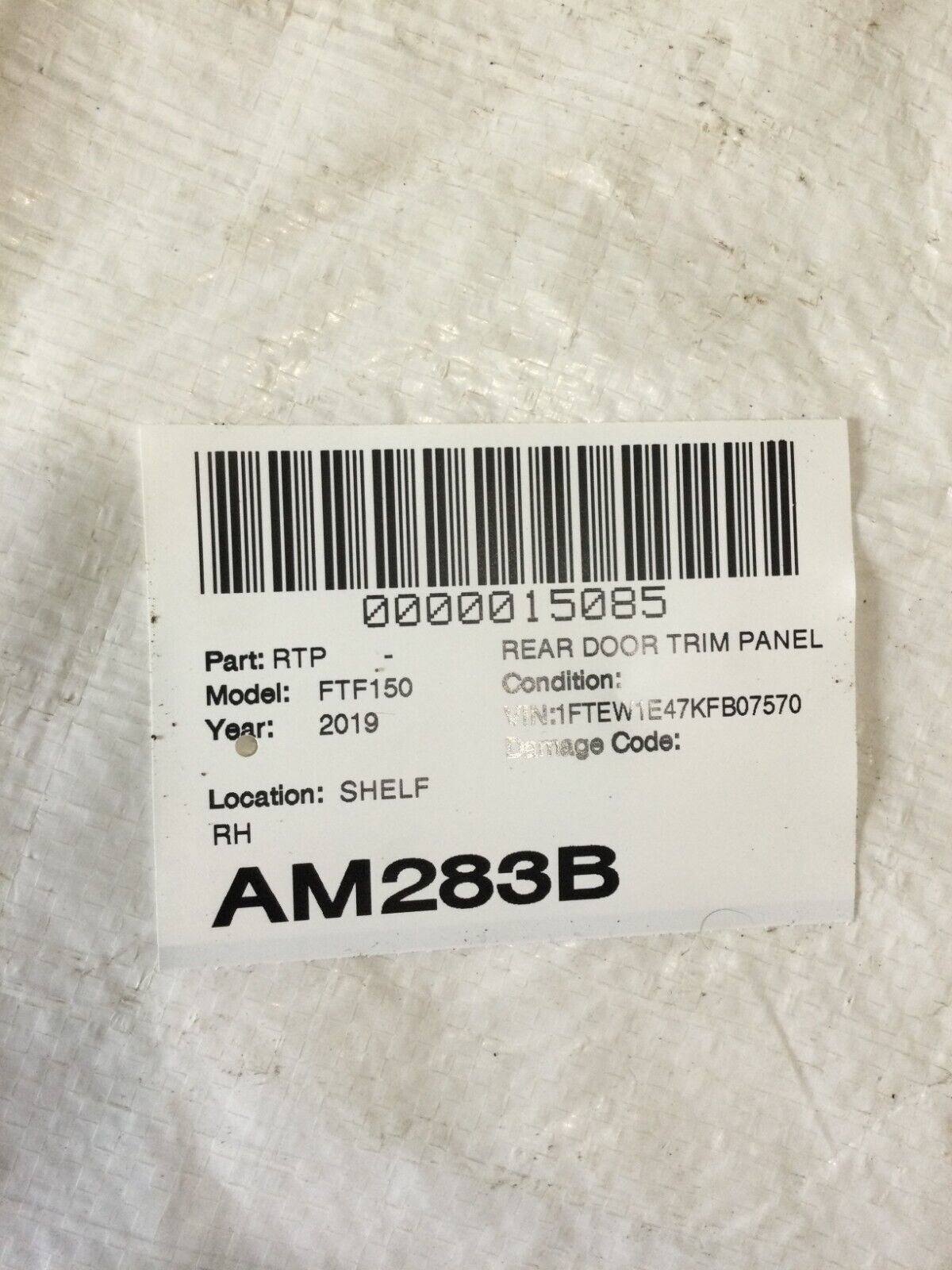 2019 Ford F-150 F150 Rear Right Interior Door Trim Panel OEM