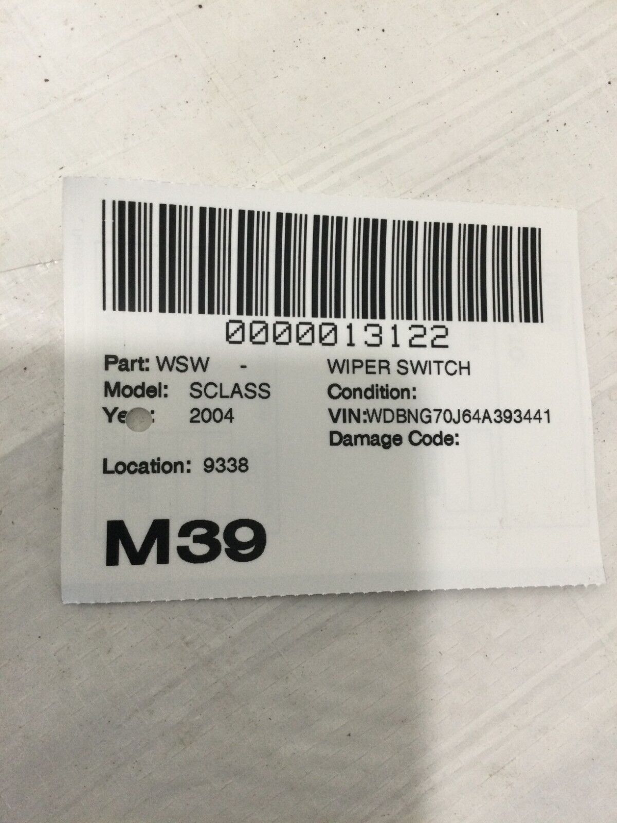 2004 Mercedes-Benz S-Class Turn Signal Head light / Wiper  Switch Control OEM