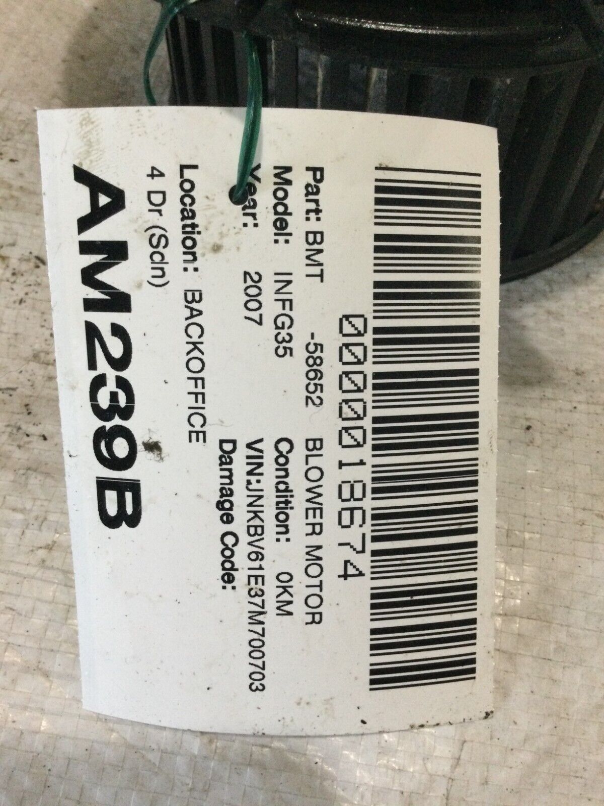 2007-2008 Infiniti G35 A/C Heater Blower Motor OEM