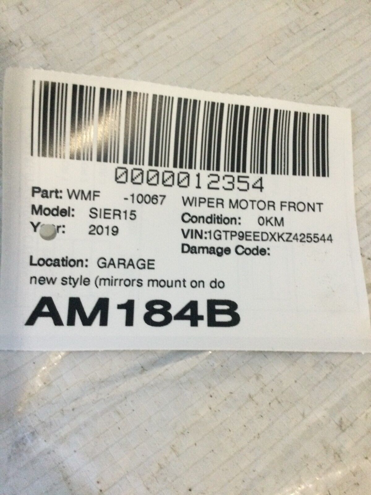 2019-2021 GMC Sierra 1500 Front Windshield Wiper Motor W/ Linkage 84497548 OEM