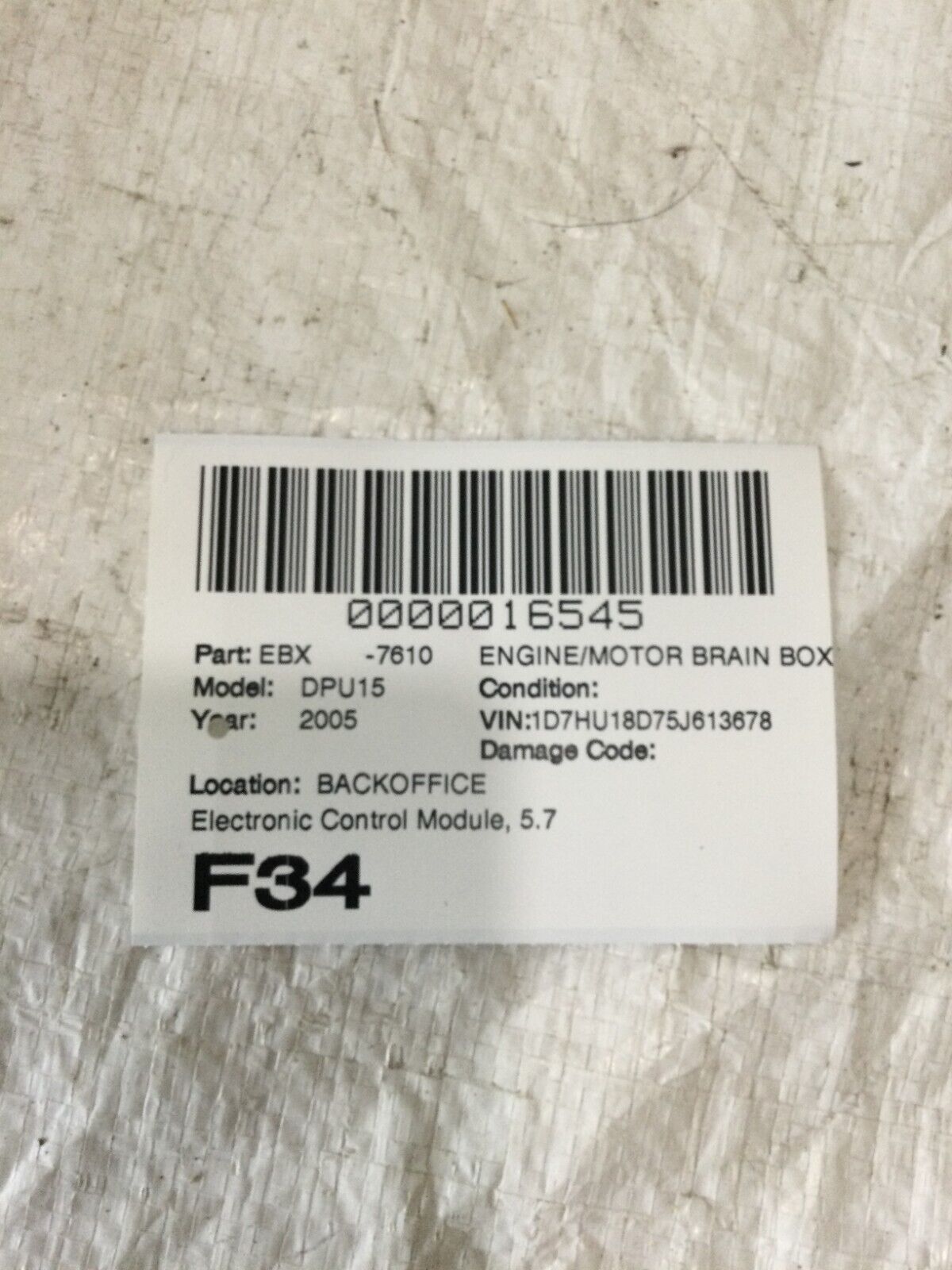 2005 Dodge Ram 1500 5.7L Engine computer Control Module ECM 56028957AG OEM