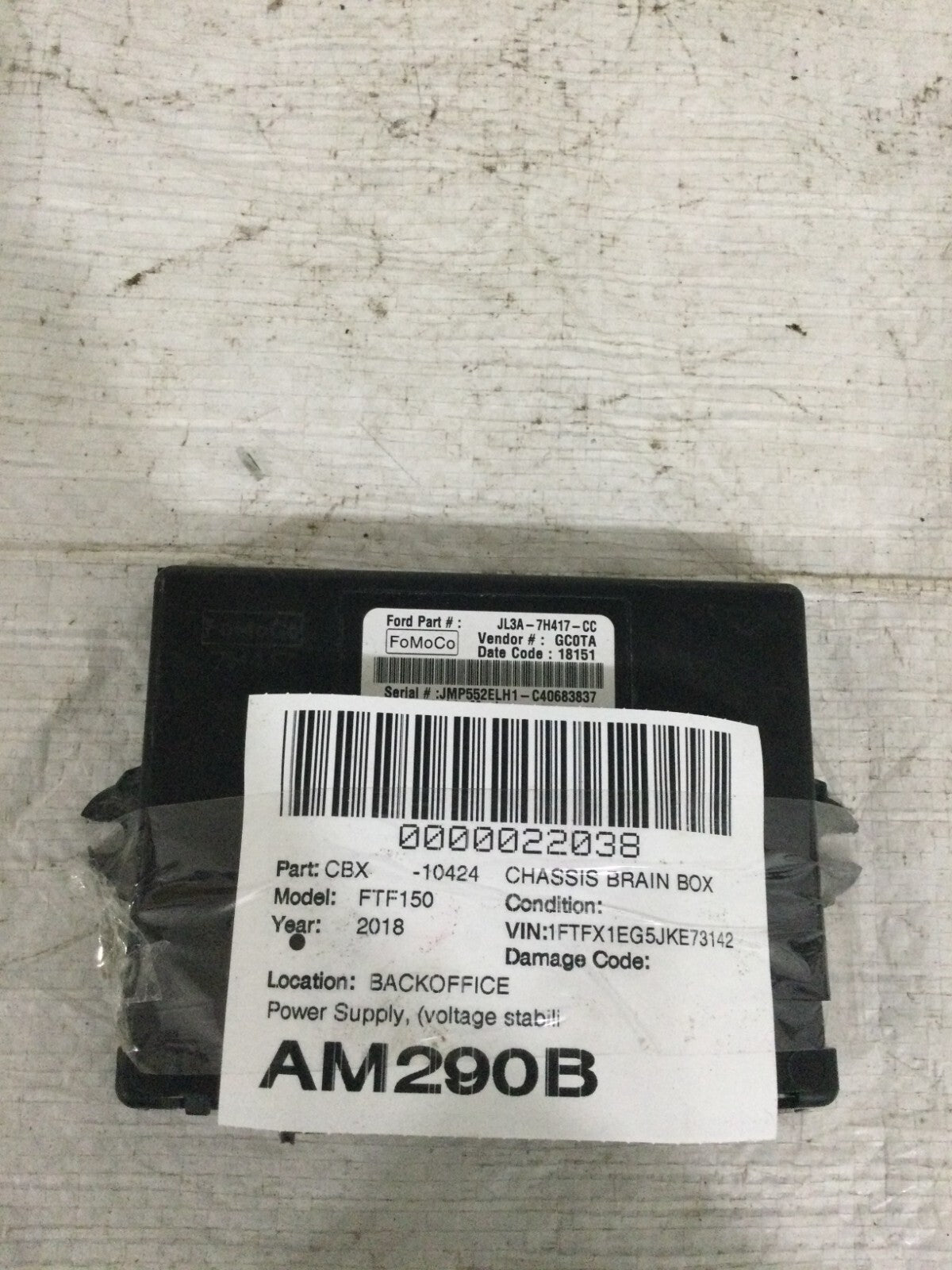 2018 Ford F-150 Transfer Case Shift Control Module JL3A-7H417-CC OEM