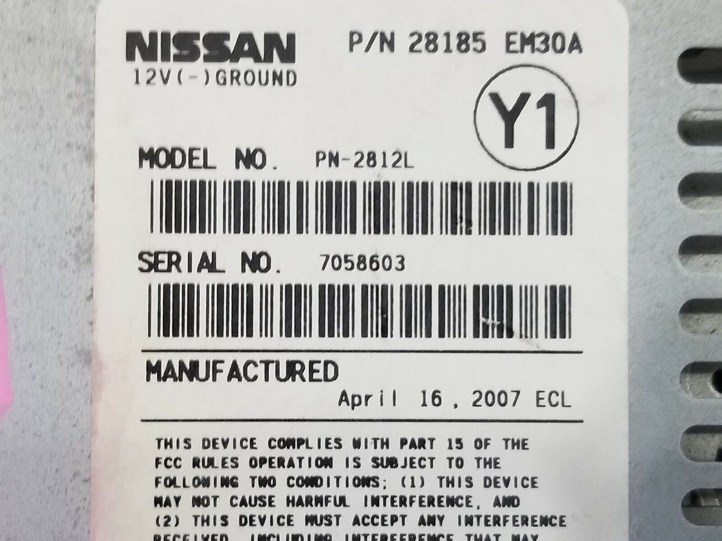 2007 Nissan Versa AM/FM Radio CD Player OEM 28185 EM30A OEM