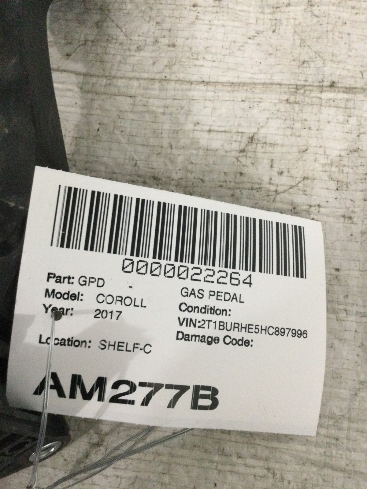 2017 Toyota Corolla Accelerator Gas Pedal OEM 78110-02250