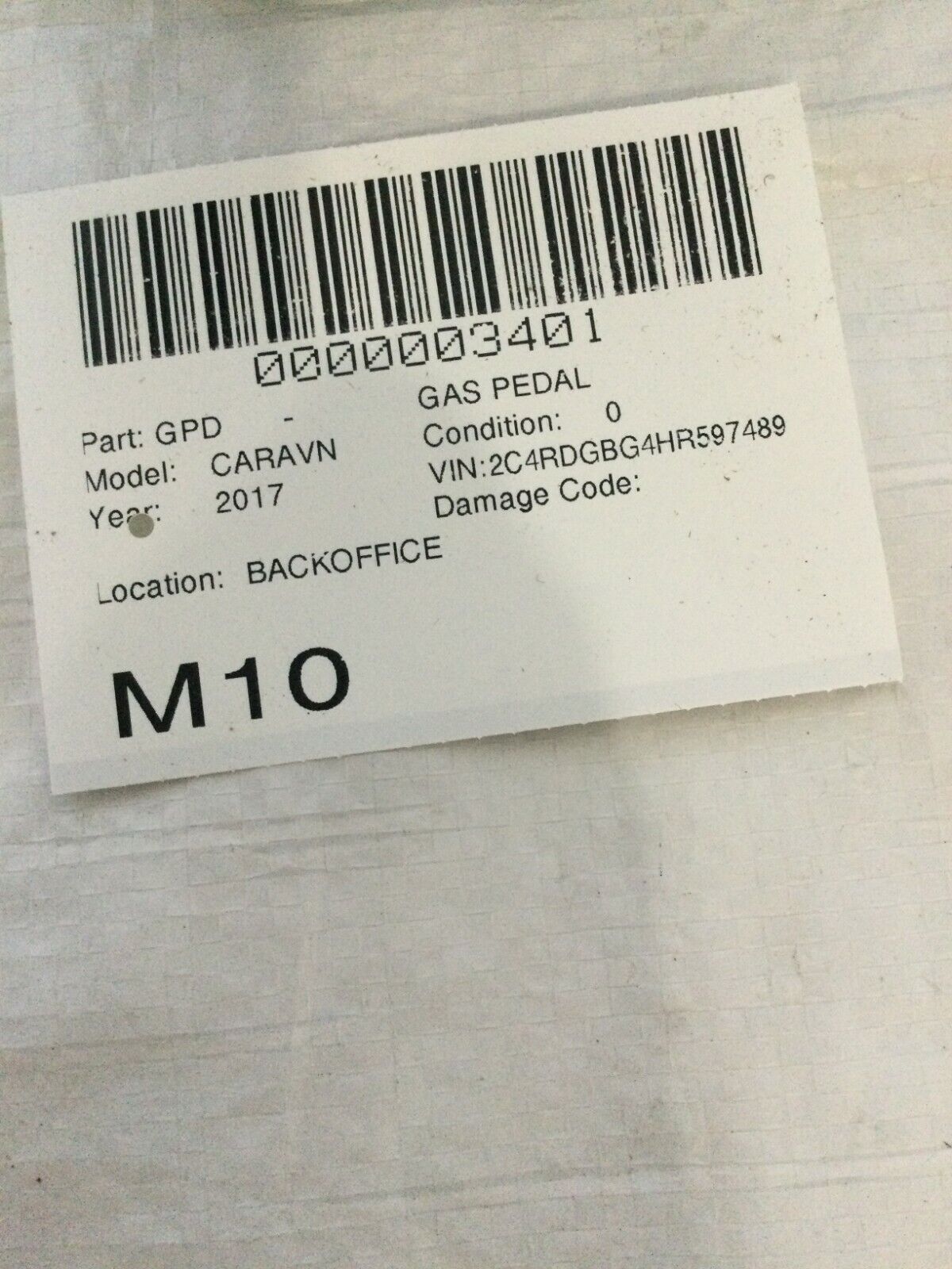 2017 Dodge Grand Caravan Accelerator Gas Pedal OEM 05281418AD
