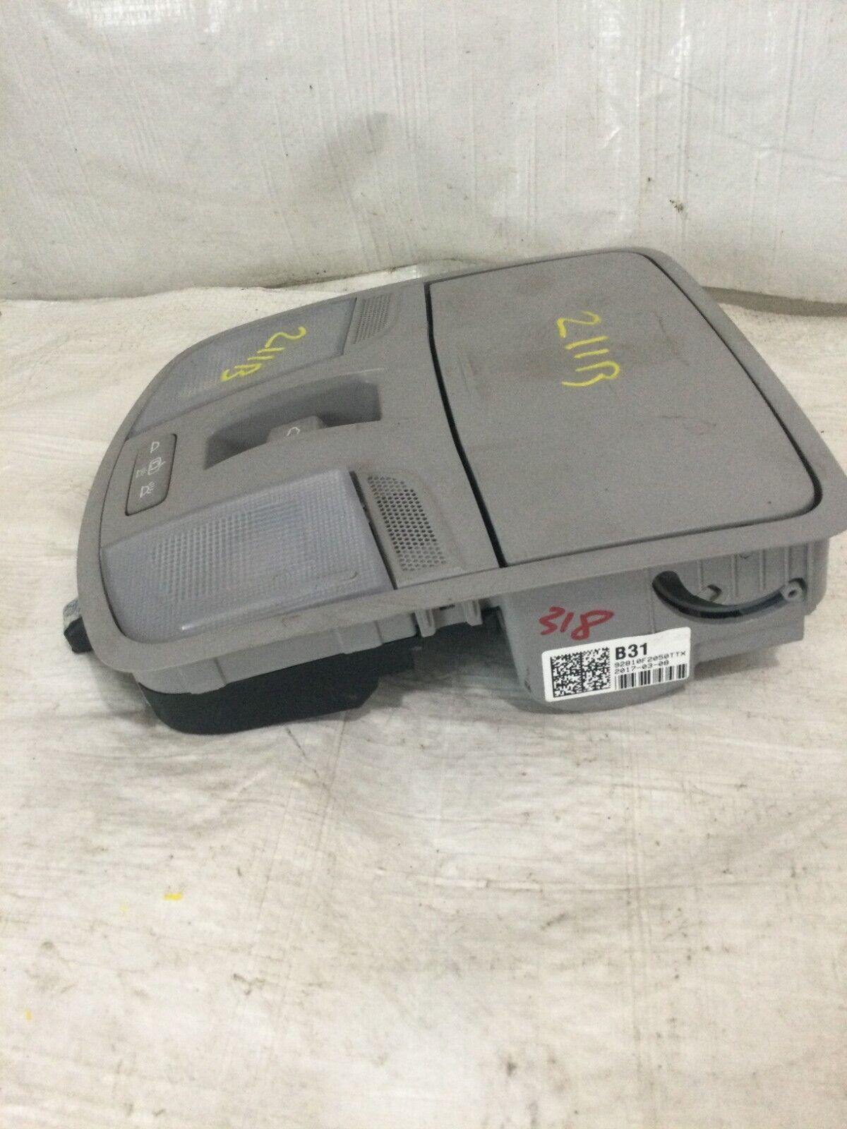 2017 Hyundai Elantra  Sedan Front Overhead Console 92810F2050TTX OEM