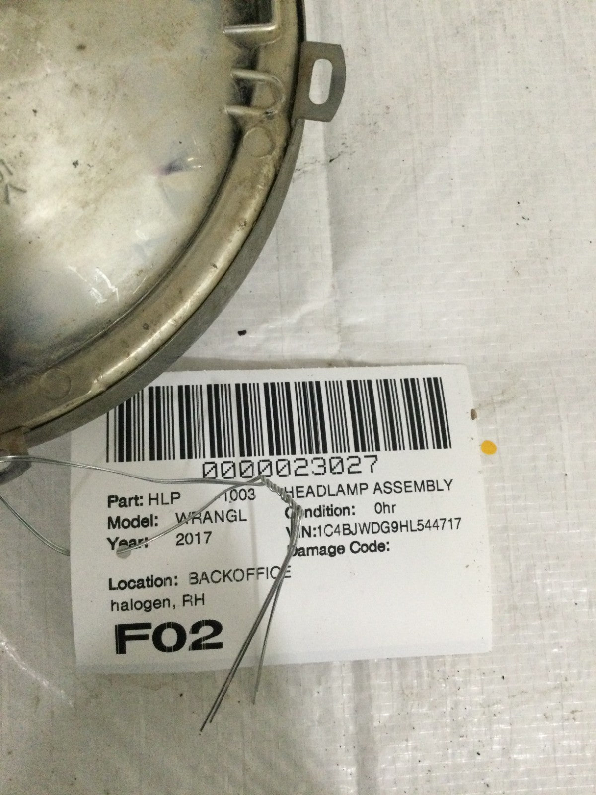 2017 Jeep Wrangler Passenger Right Headlight OEM 55078148AD