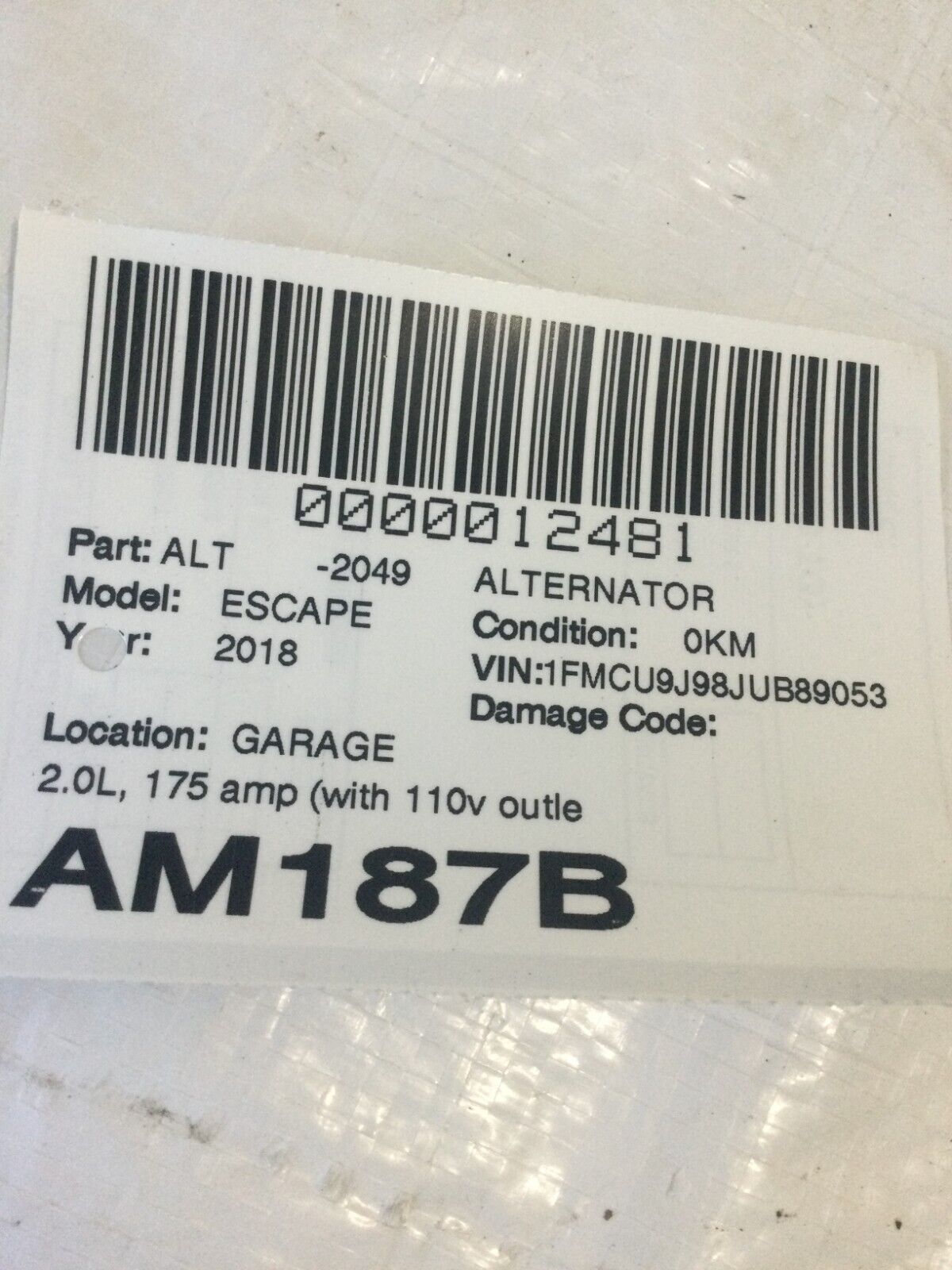 2017-2019 Ford Escape Alternator Motor OEM 2.0L CJ5T-1033-FA OEM