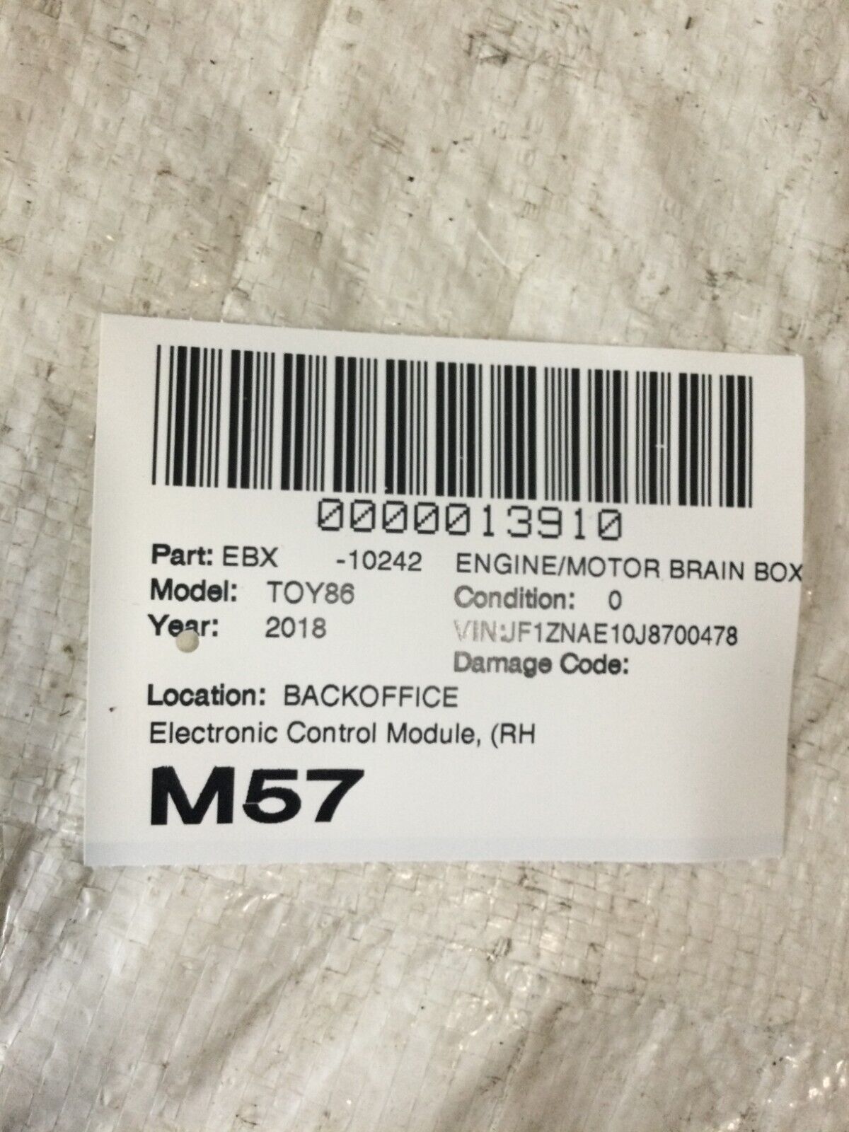 2018 Toyota 86 Electronic Control Module OEM 22765AM110