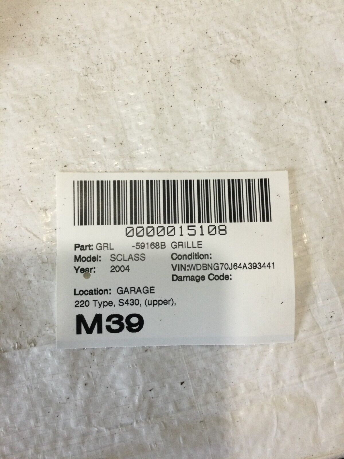 2004 Mercedes-Benz S430 Front Hood Vent Grille Trim Cover Panel Black OEM