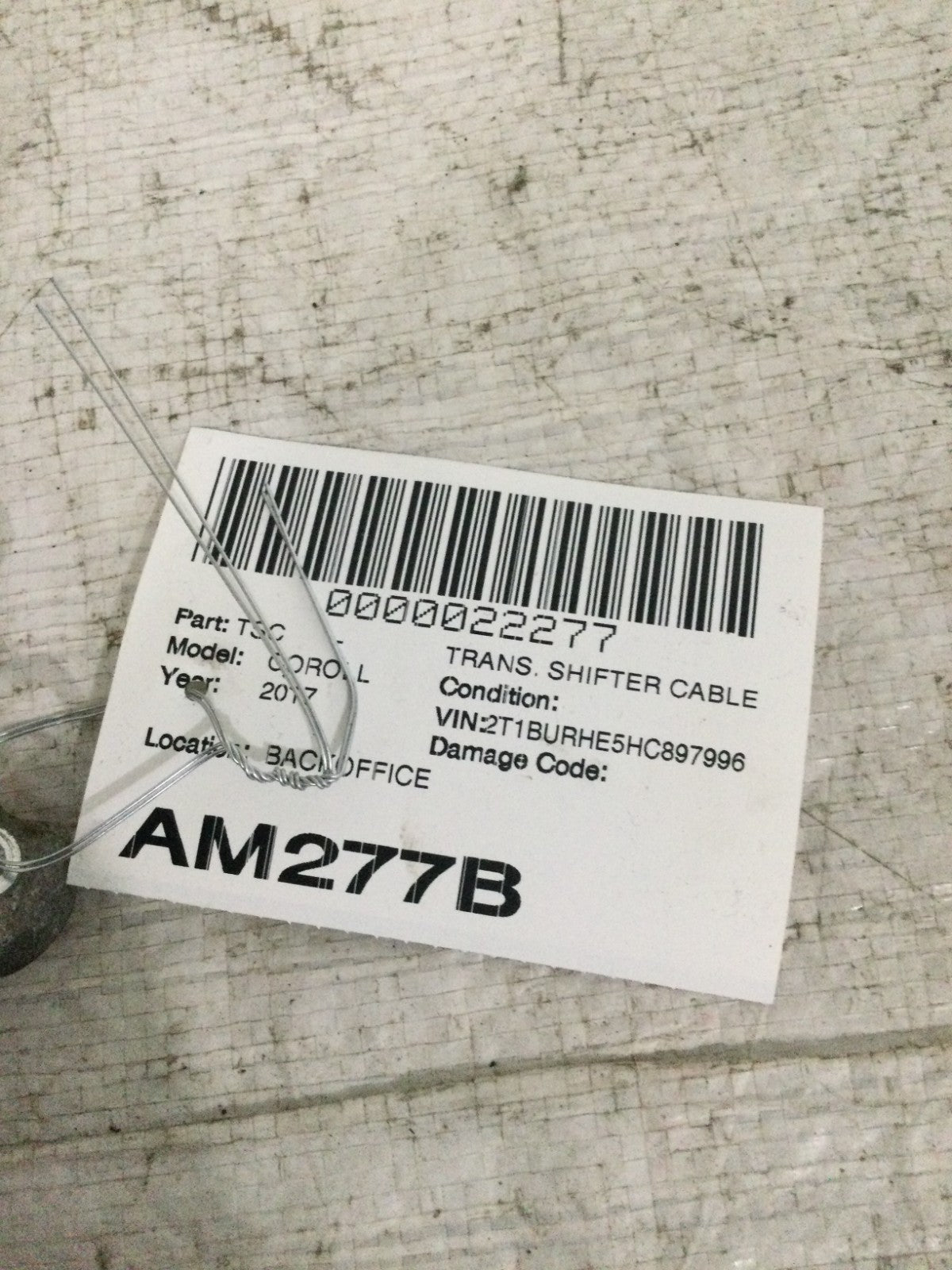 2017 Toyota Corolla Automatic Transmission Shifter Cable OEM
