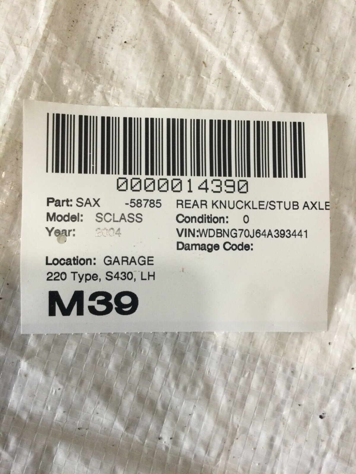 2004 Mercedes-Benz S-Class  Left Rear Spindle  Knuckle  Bearing Hub