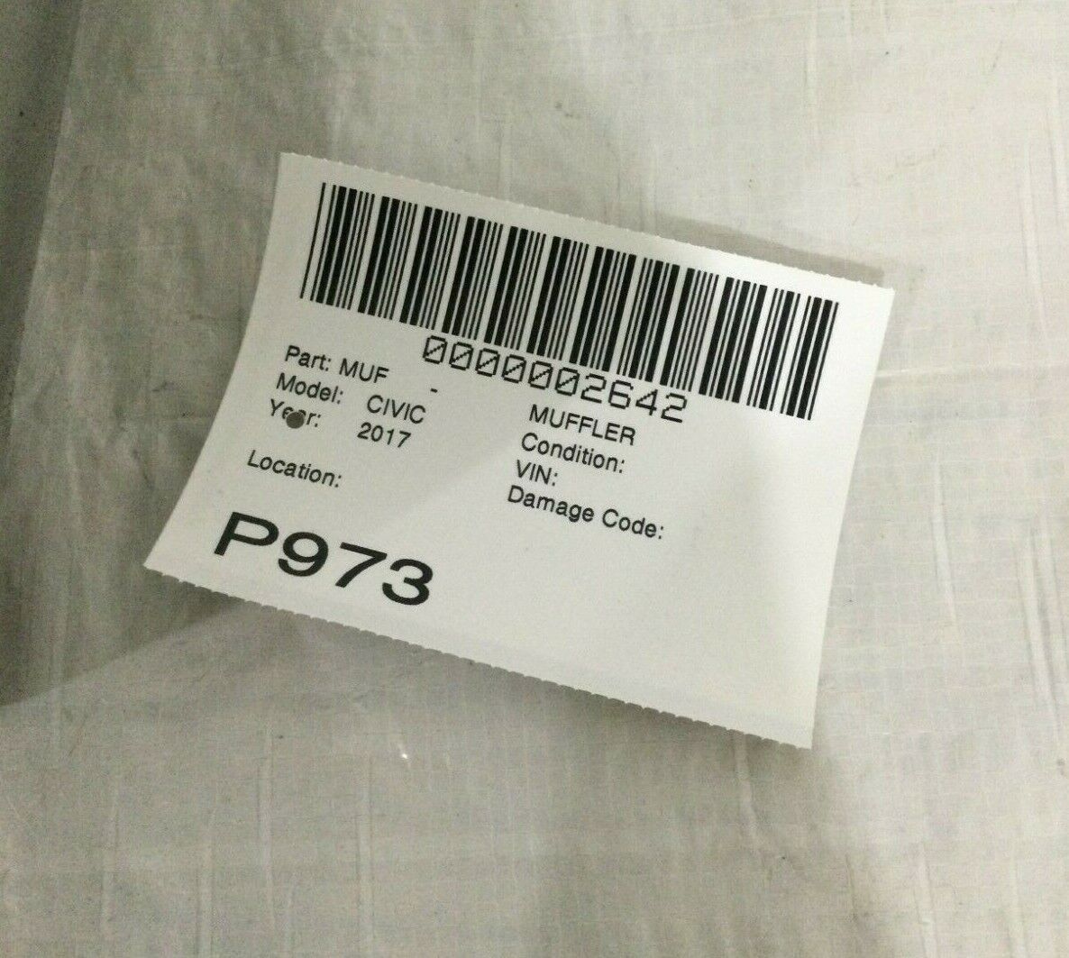 2017 Honda Civic Exhaust Muffler OEM