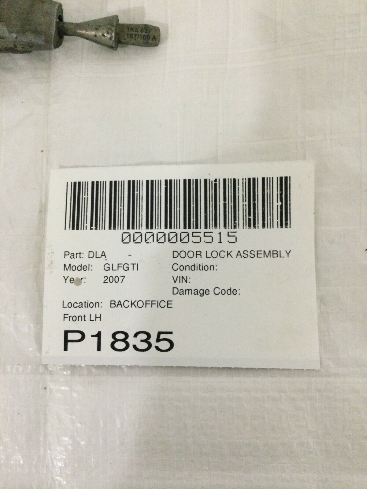 2007 Volkswagen Golf GTI Front Left Door Lock Cylinder OEM