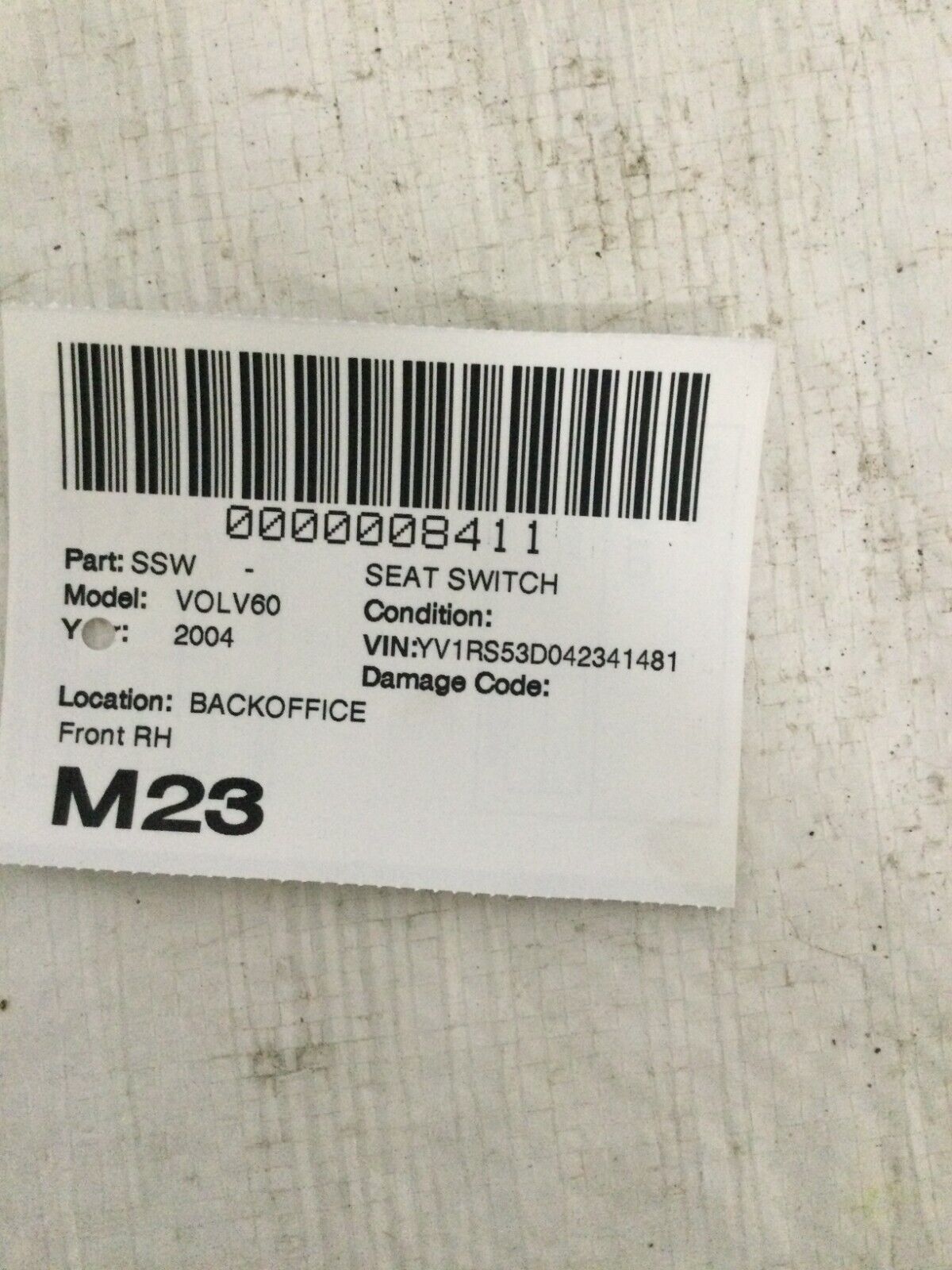 2004 Volvo S60 Passenger Front Right Power Seat Adjustment Switch OEM 39980278