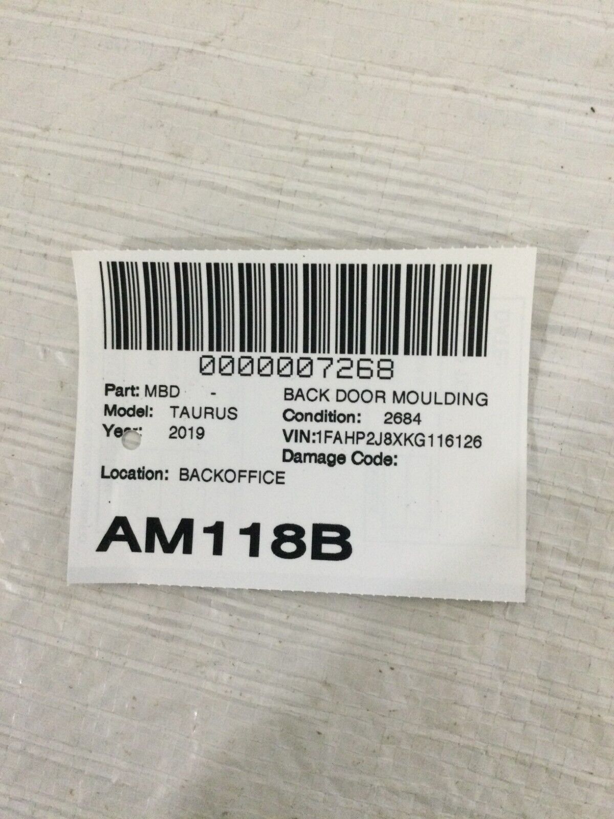 2019  Ford Taurus Rear Right & Left Quarter Outer Molding Trim OEM AG13-5428166