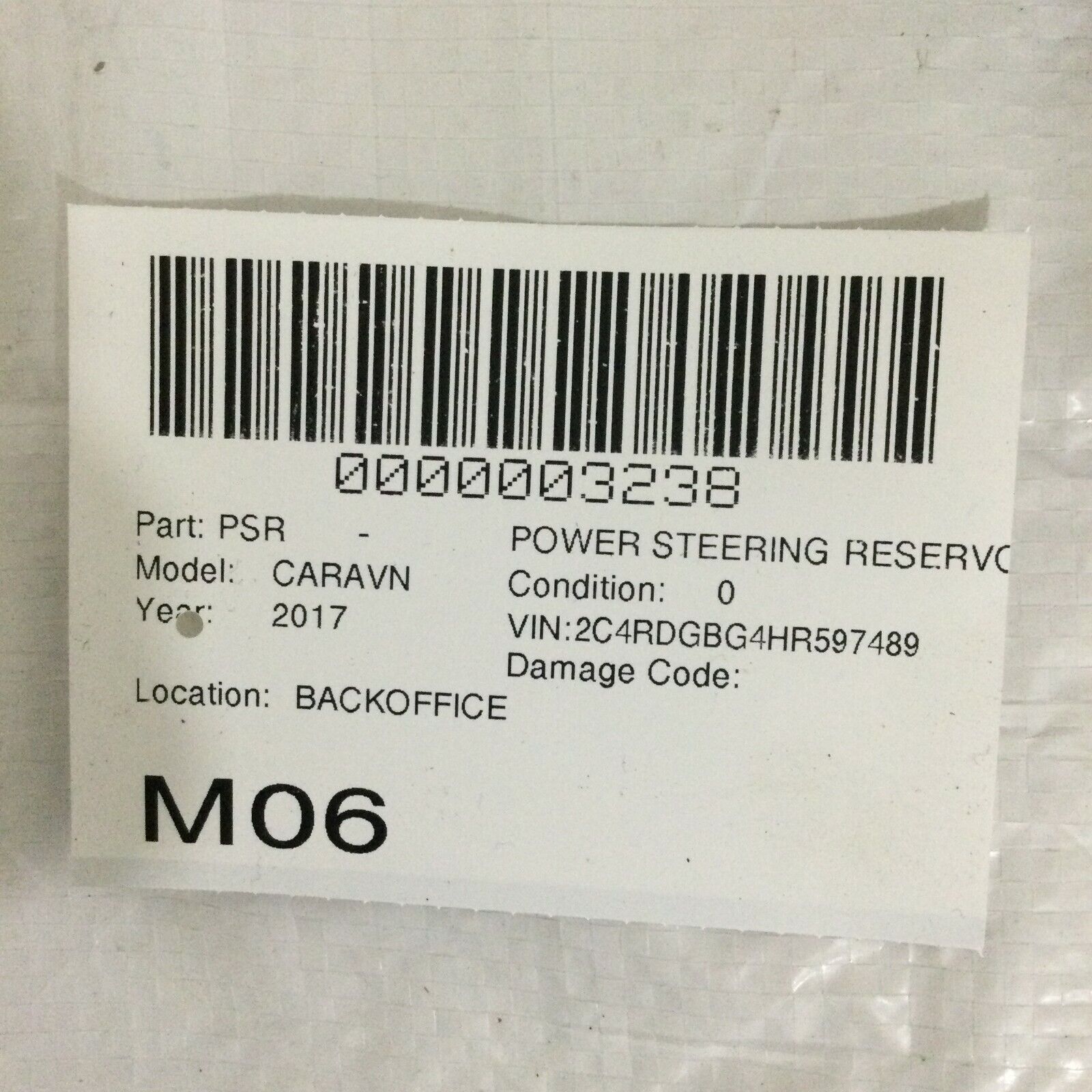 2017 Dodge Grand Caravan Power Steering Reservoir OEM 3.6L 