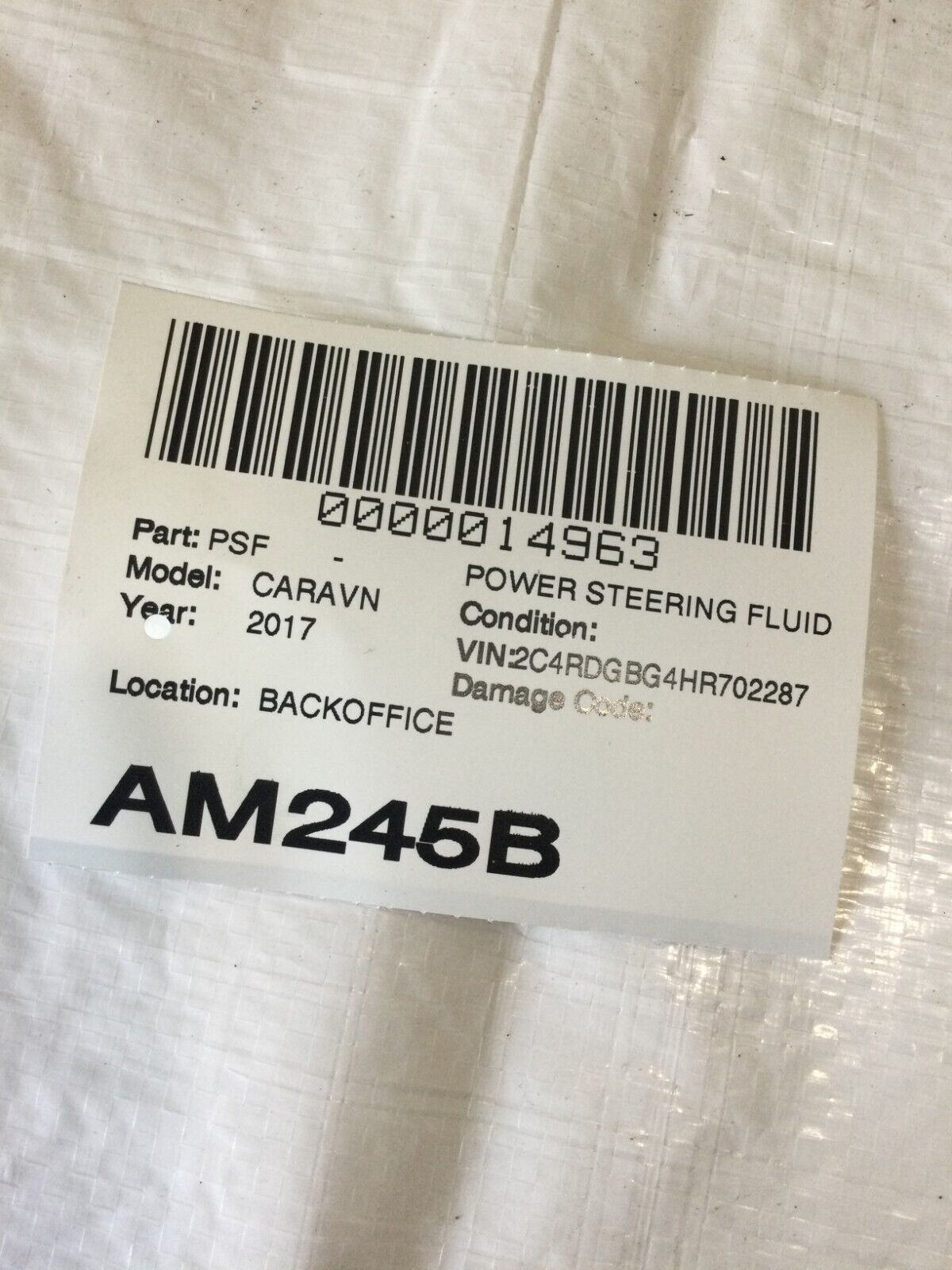 2017 Dodge Grand Caravan Power Steering Fluid Reservoir OEM