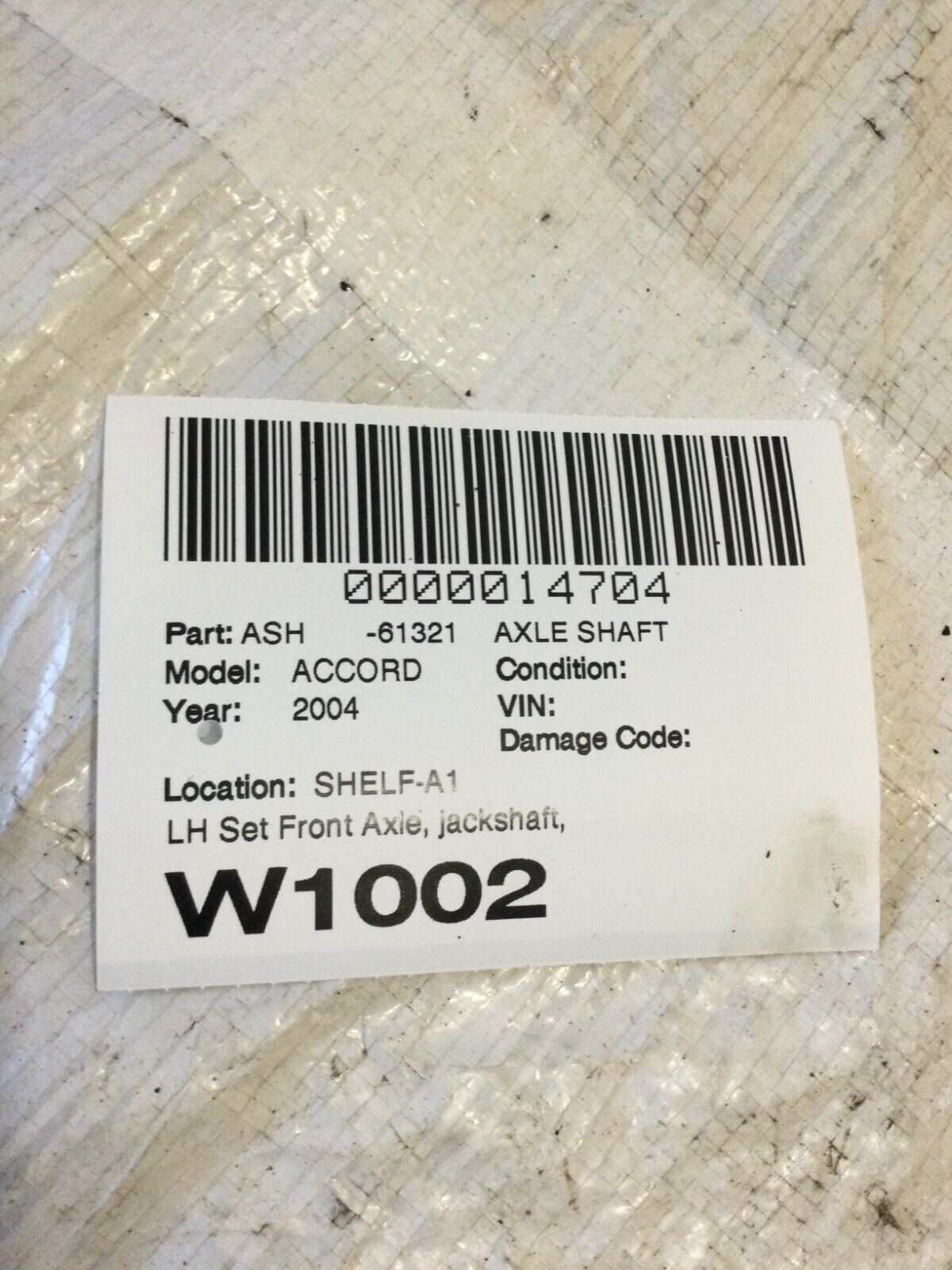 2004 Honda Accord  Front Left Drive Side  Axle Shaft OEM