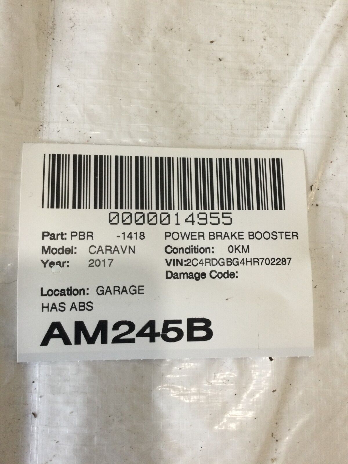 2017 Dodge Grand Caravan Power Brake Booster  04581494AE OEM
