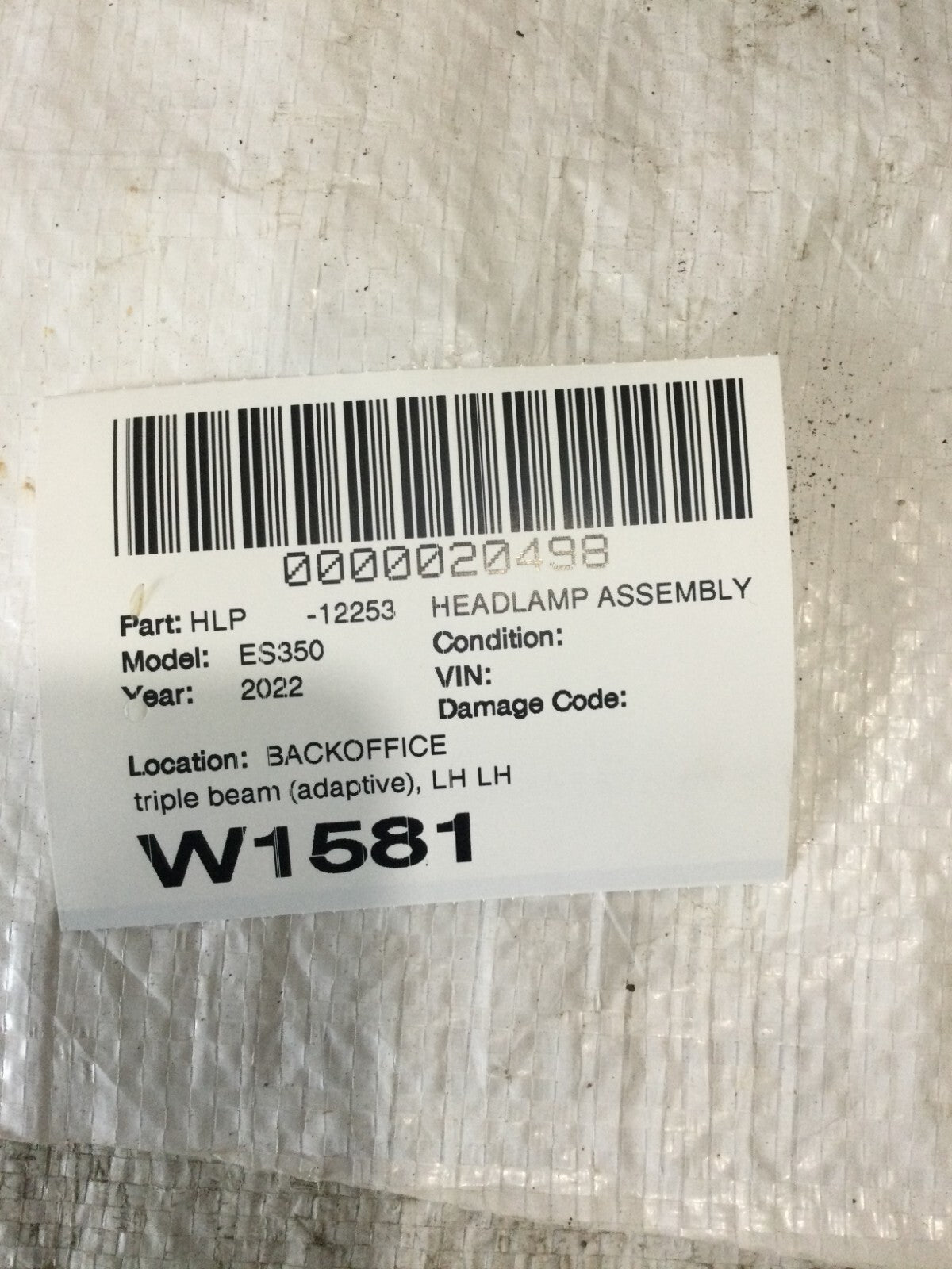 2019-2023 Lexus ES350 Headlight Triple Beam LED Left Driver Side OEM LH