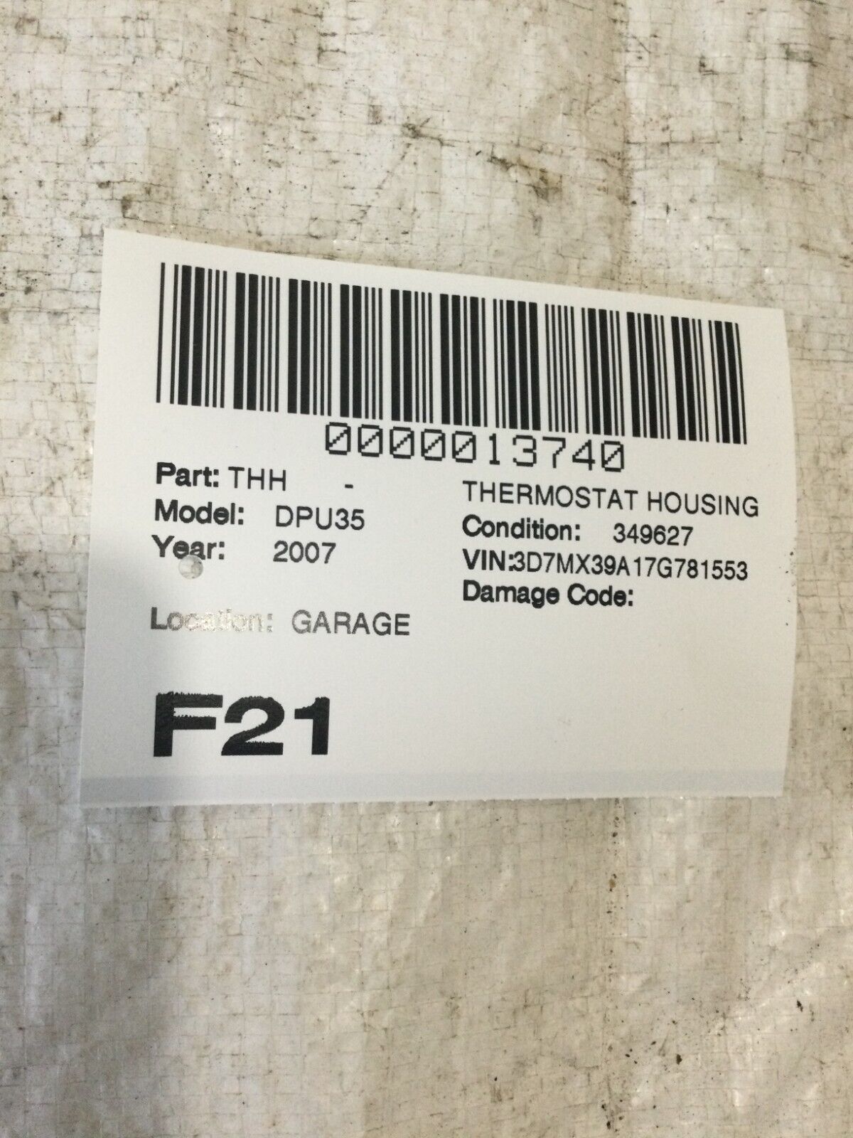 2007 Dodge Ram 3500 6.7L Diesel Thermostat Housing OEM