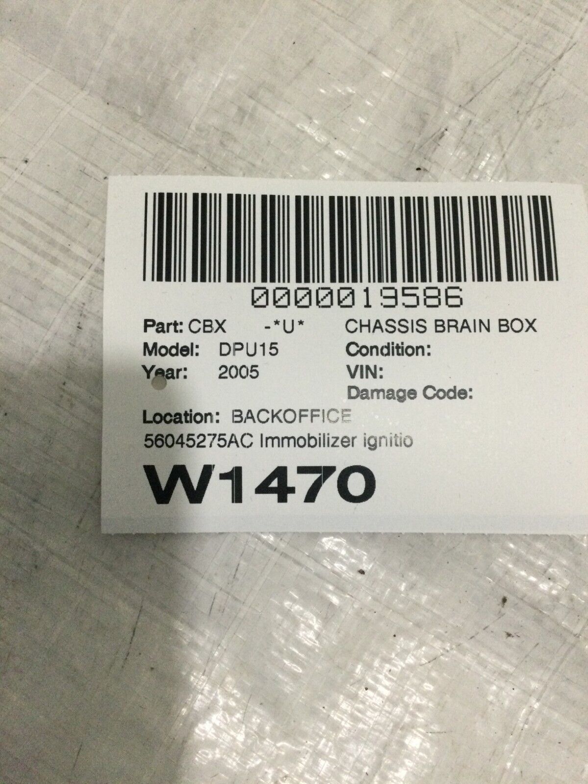 2005 Dose Ram 1500  Immobilizer Ignition OEM