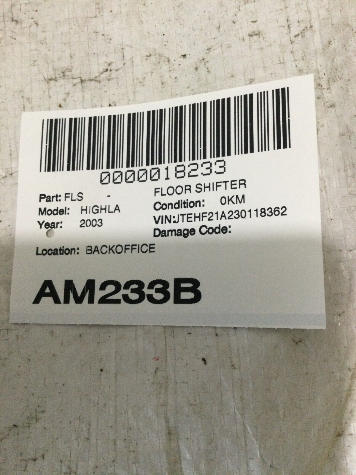 2003 Toyota Highlander Automatic Transmission Gear Floor Shifter Lever OEM