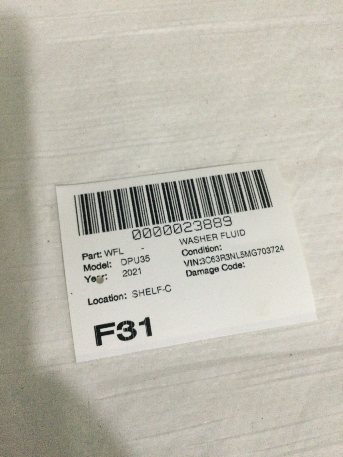 2021 Dodge Ram 3500 6.7L Windshield Washer Reservoir OEM