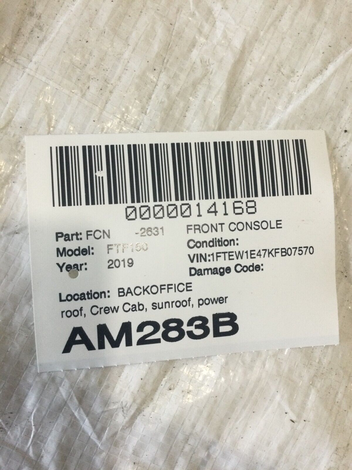 2019 Ford F-150  Front  Console Interior Dome  Light  FL3B-18519A58  OEM