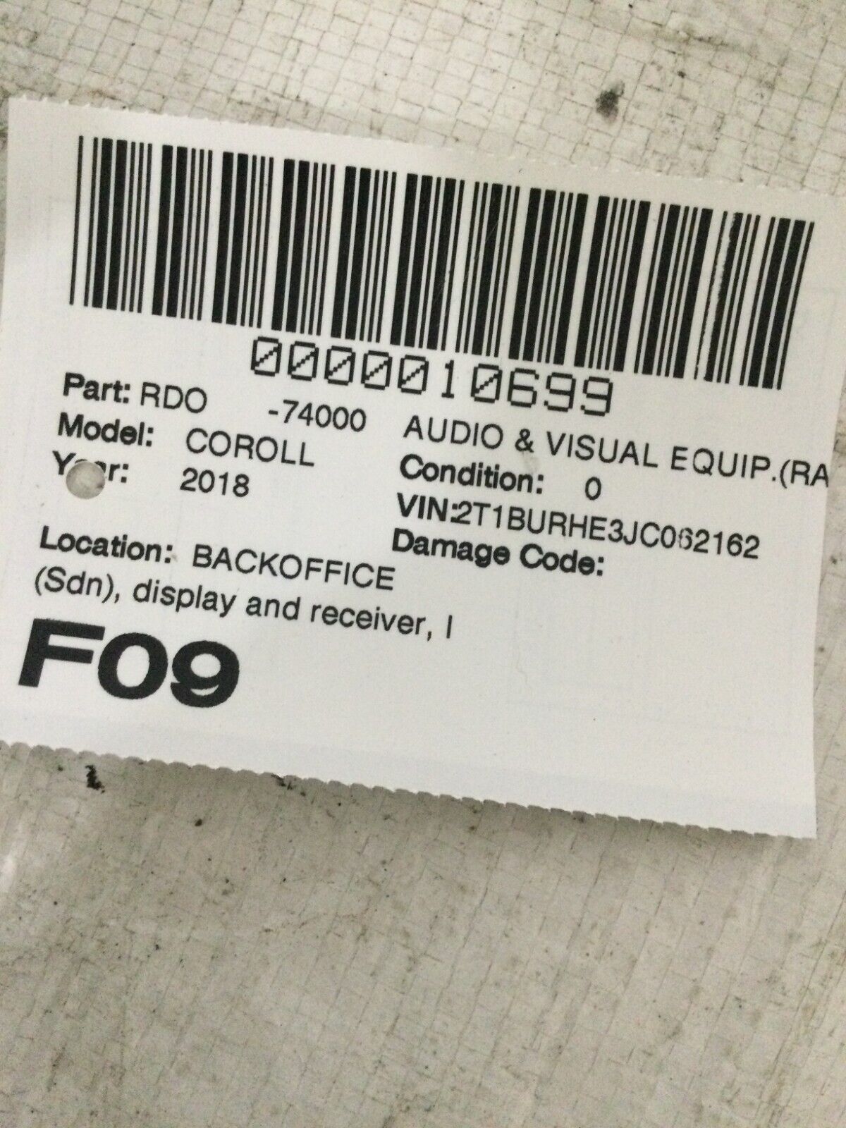 2017 2018 2019 Toyota Corolla Radio Display Receiver OEM 86140-02520