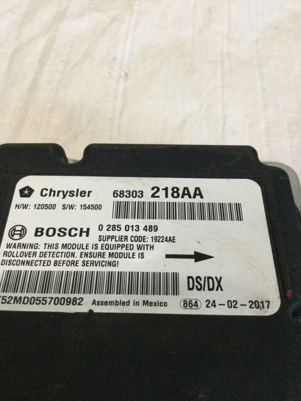 2017 Ram 1500 SRS Control Module 68303218AA OEM
