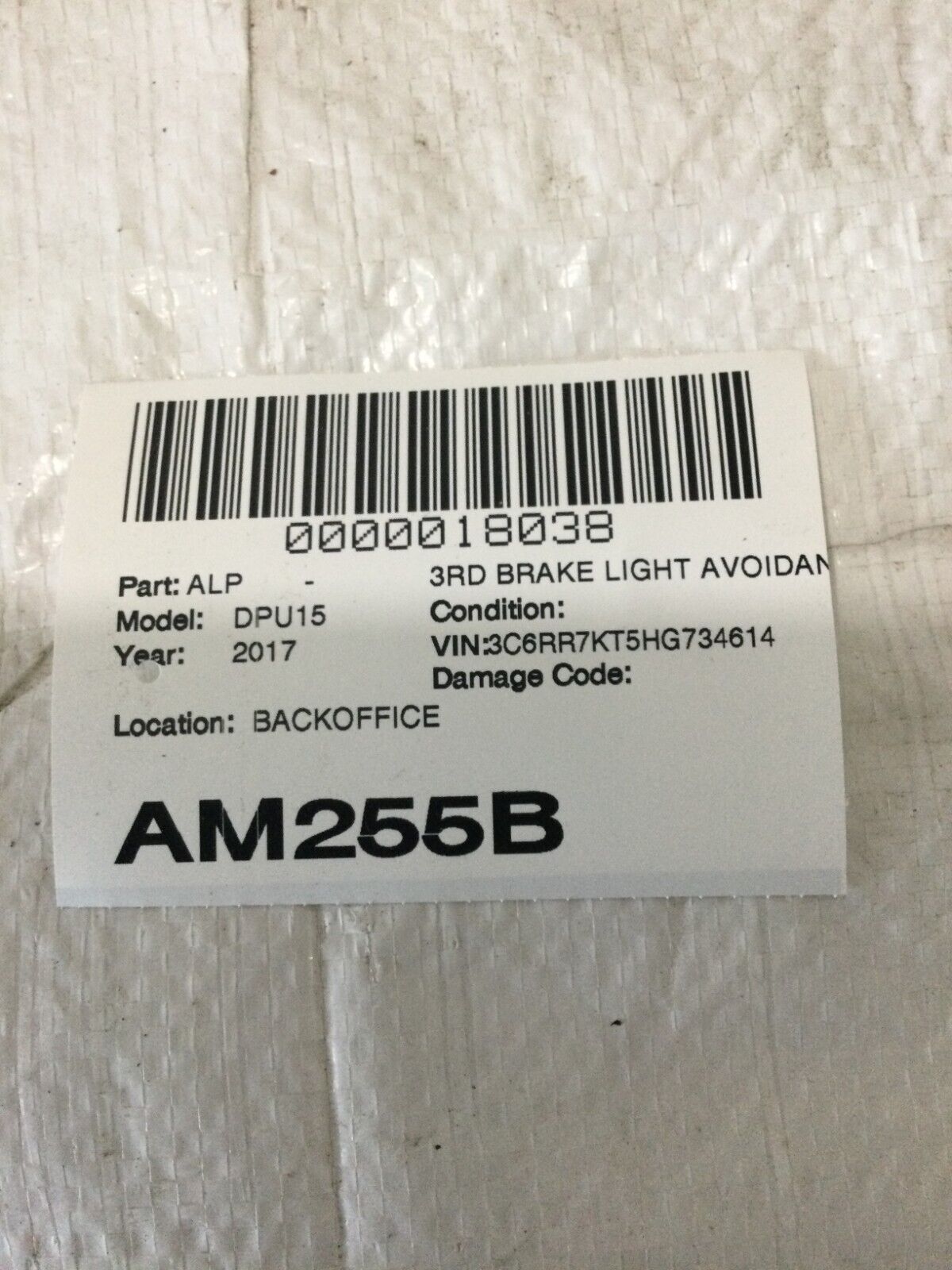 2017 Dodge Ram 1500 3rd Brake Light Lamp OEM