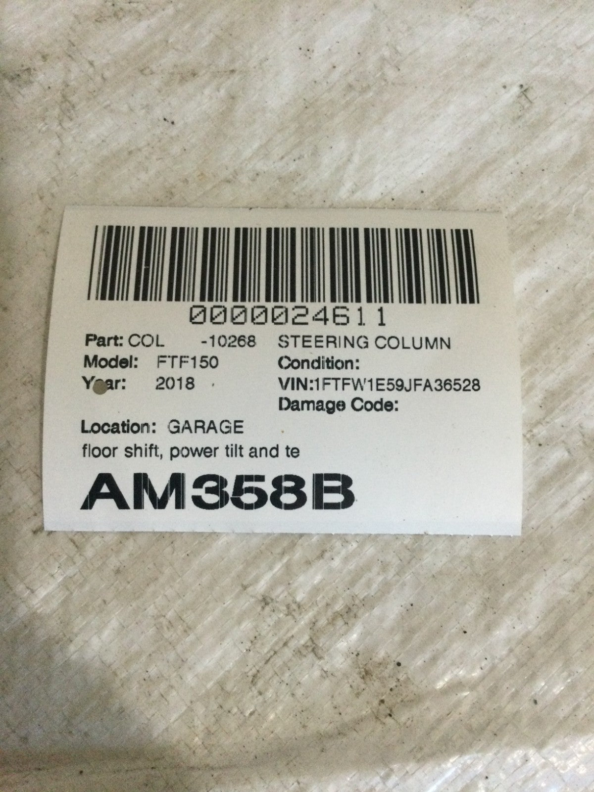 2018 Ford F150 Steering Column Assembly OEM FL34-3C529-BH
