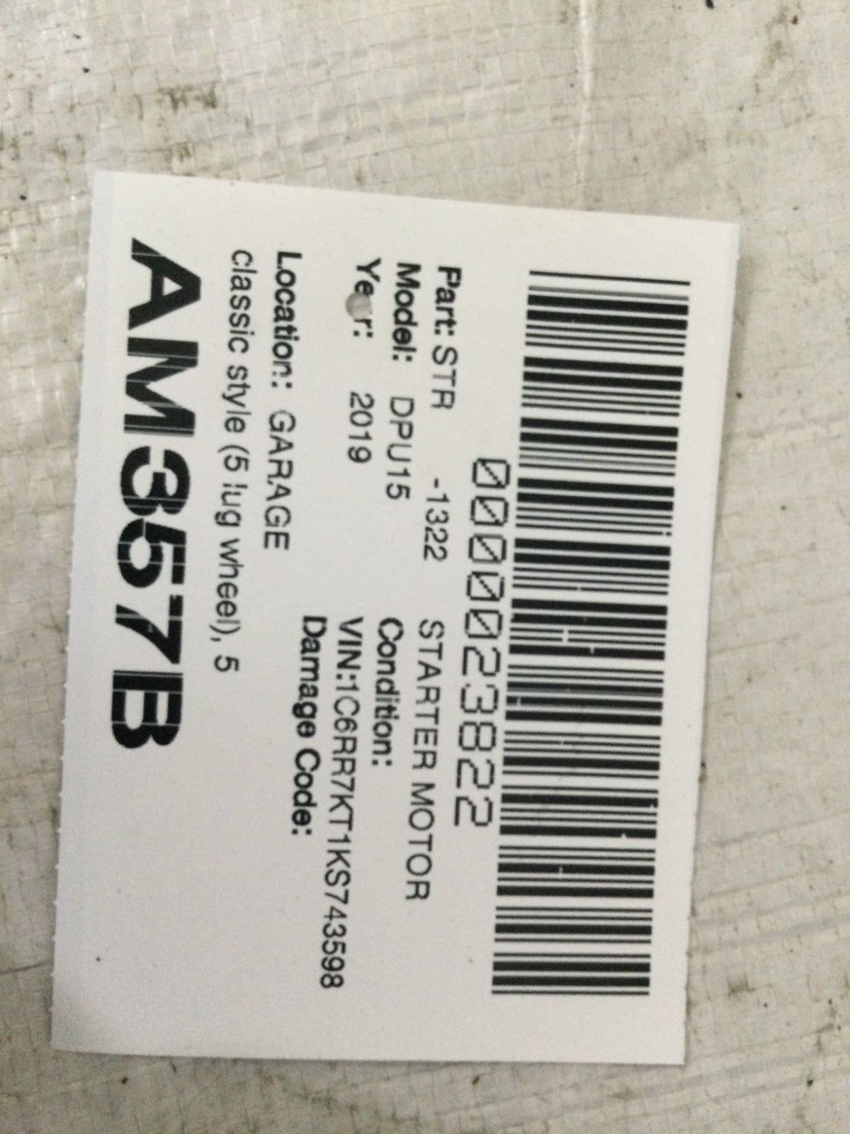 2019 Dodge Ram 1500 5.7L Starter Motor OEM 56044736AC