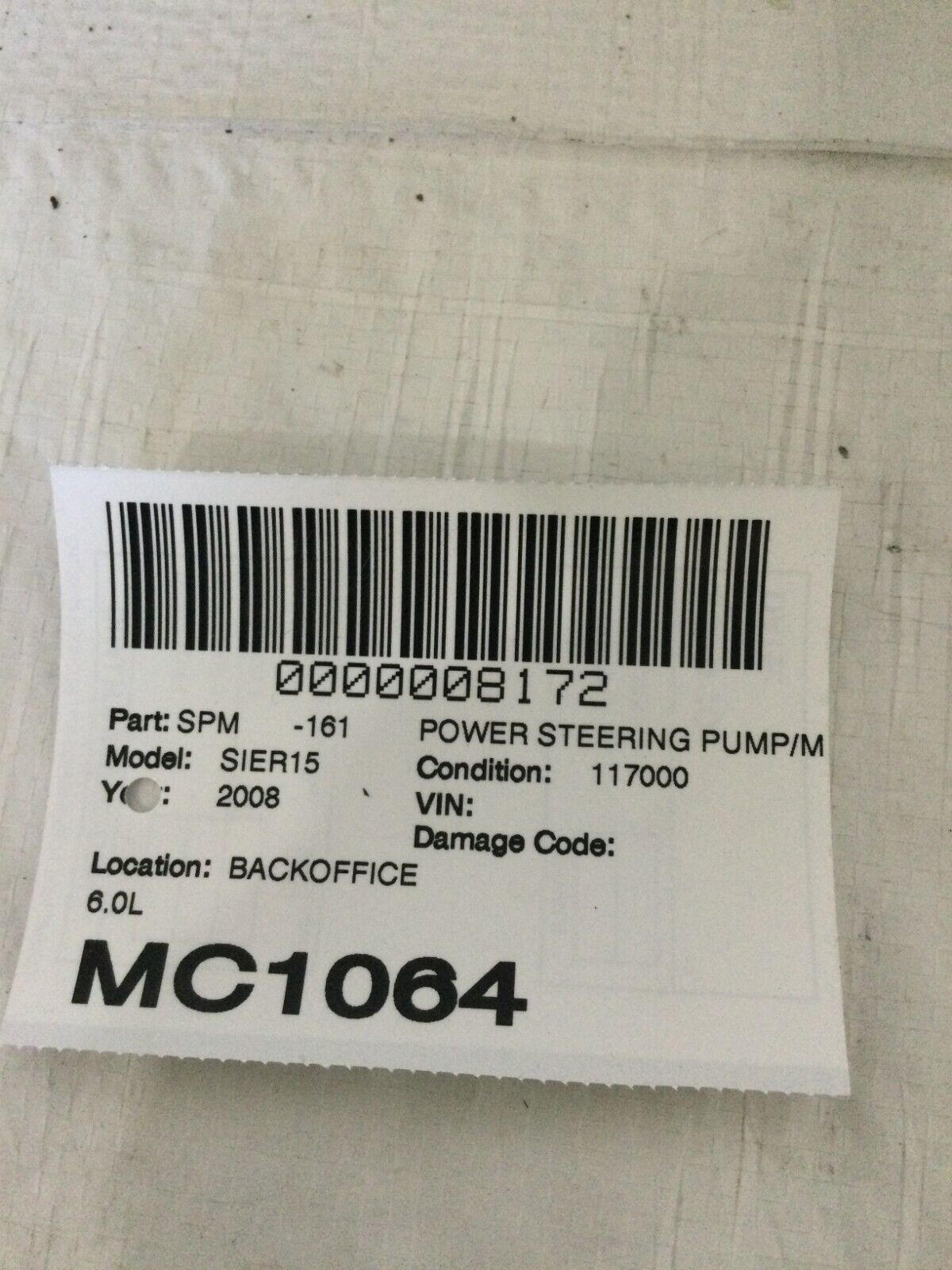 2007-2008 GMC Sierra 1500 Power Steering Pump 6.0L OEM 