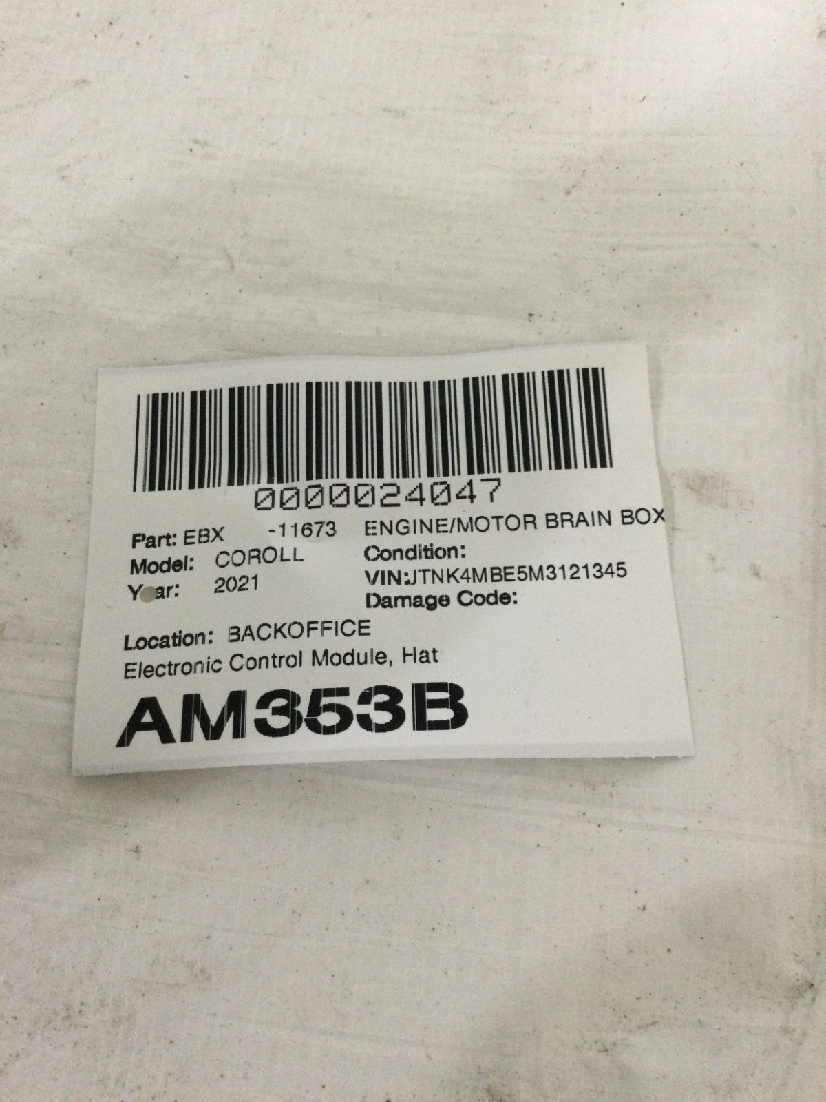 2021 Toyota Corolla 2.0L Engine ECM Control Module OEM 89661-1AD30