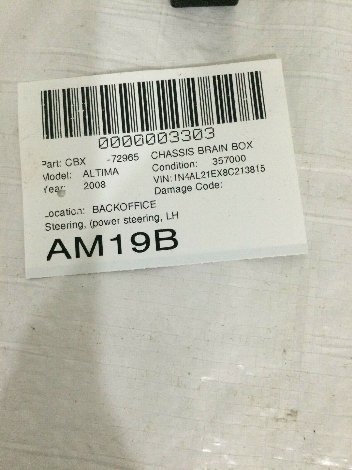 2007-2009 Nissan Altima Power Steering Control Module OEM 28501JA10A 