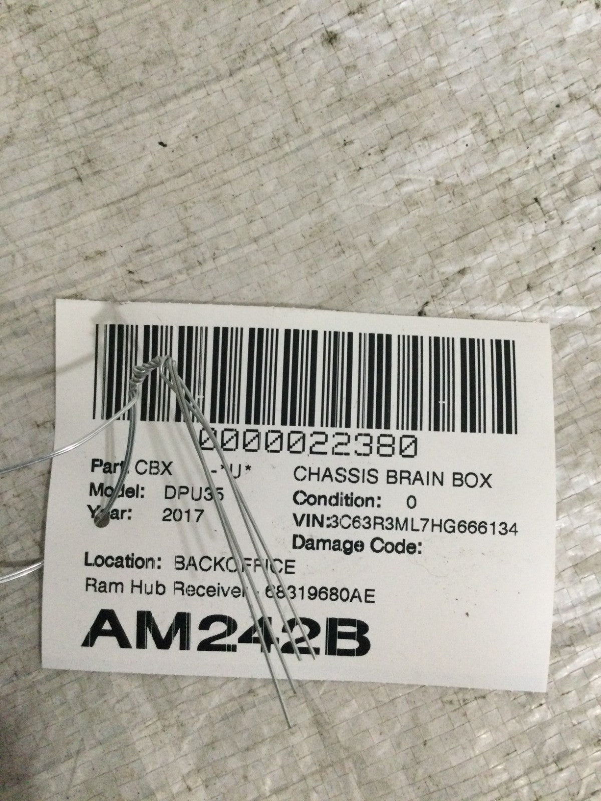 2017 Dodge Ram 3500 Hub Receiver OEM 68319680AD