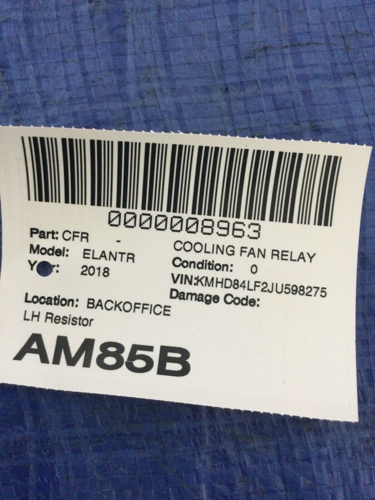 2018 Hyundai Elantra Cooling Fan Resistor LH OEM