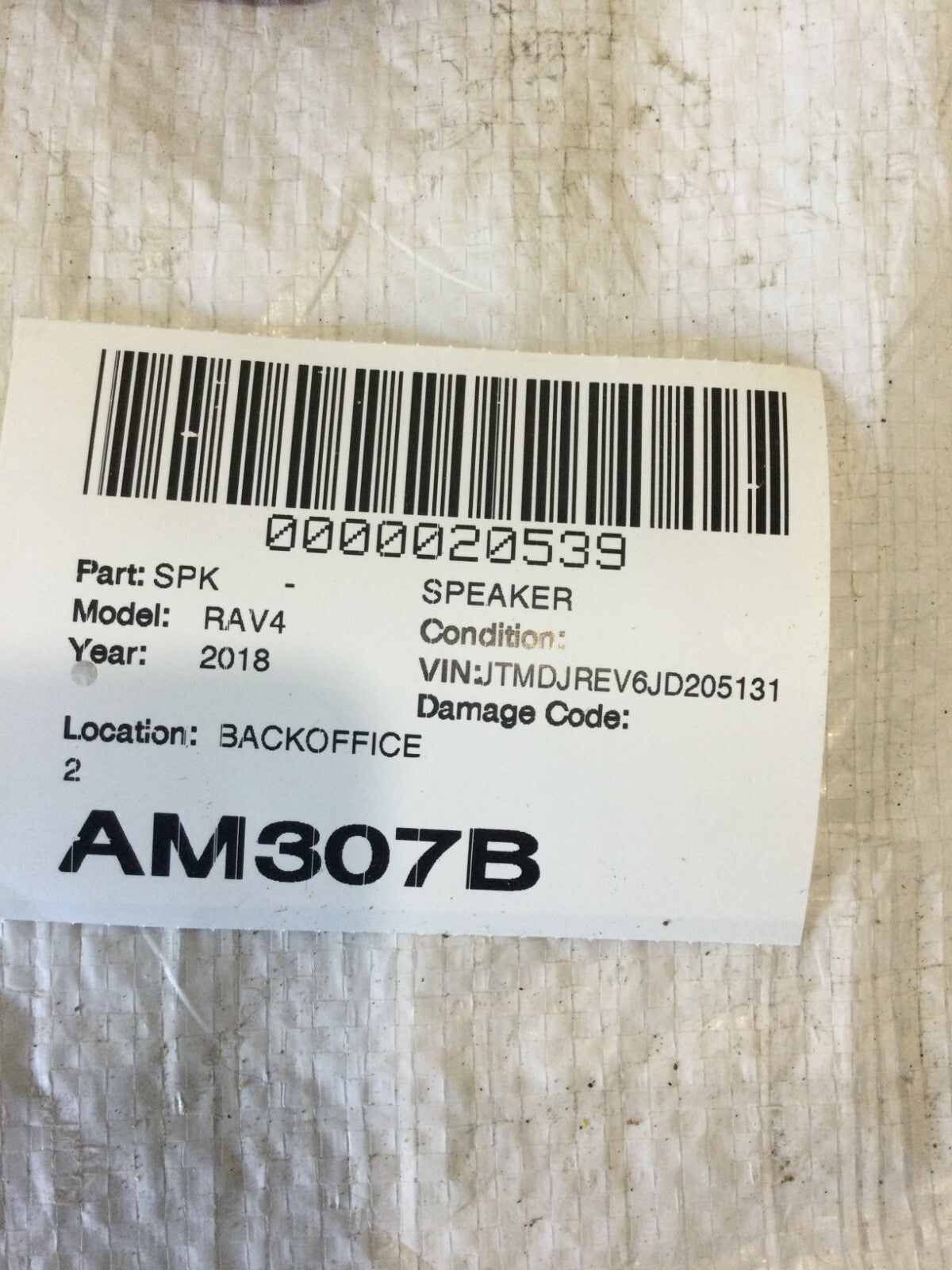 2018 Toyota RAV4 Dashboard Speaker OEM